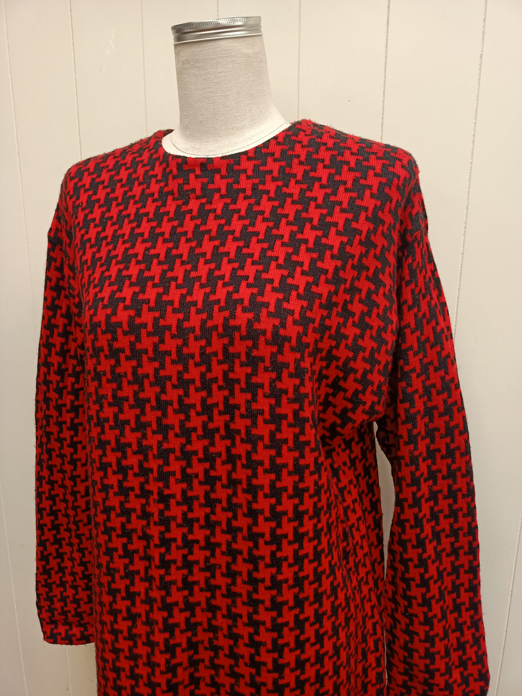 Vintage Red Herringbone Dress