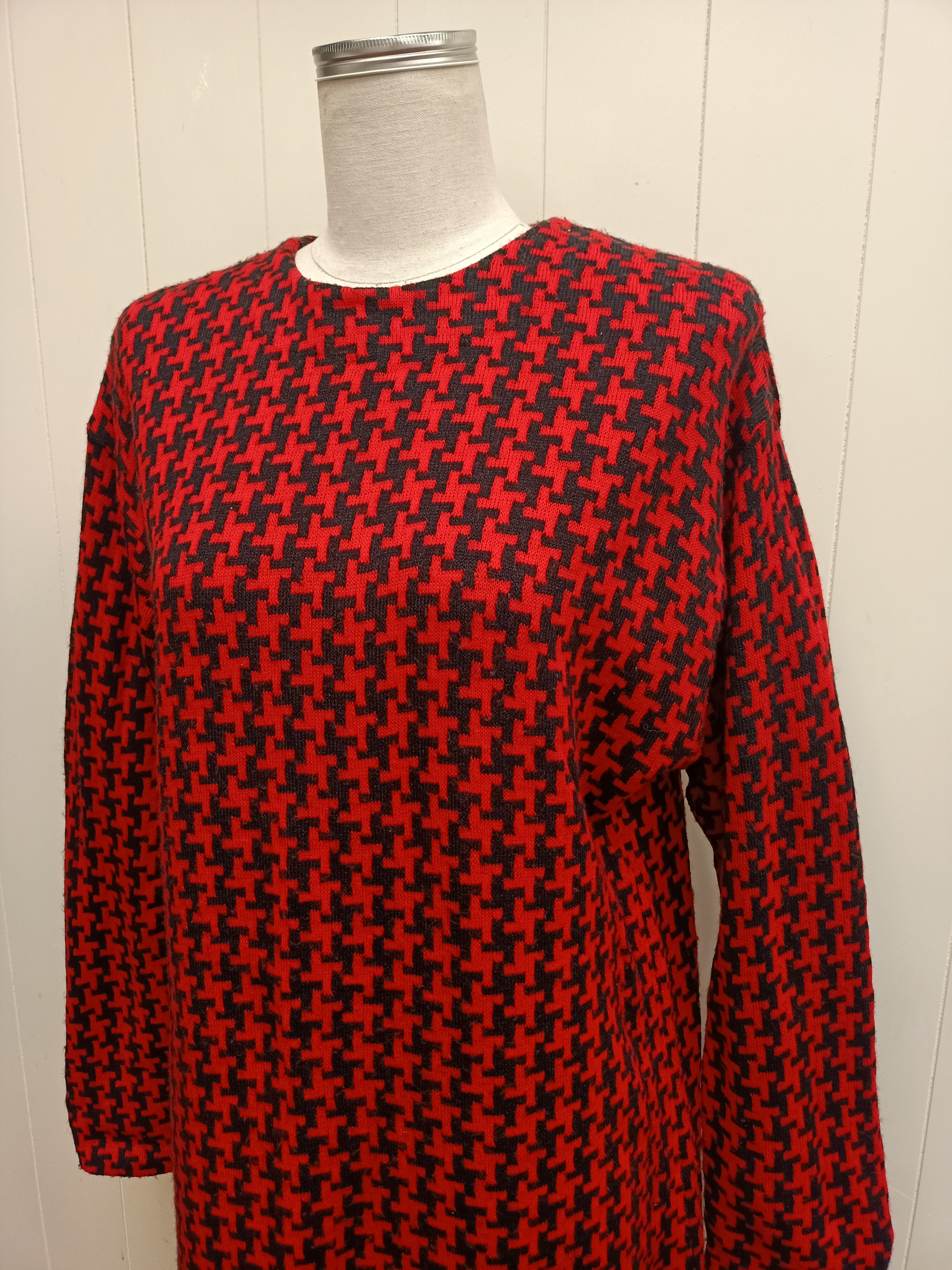 Vintage Red Herringbone Dress