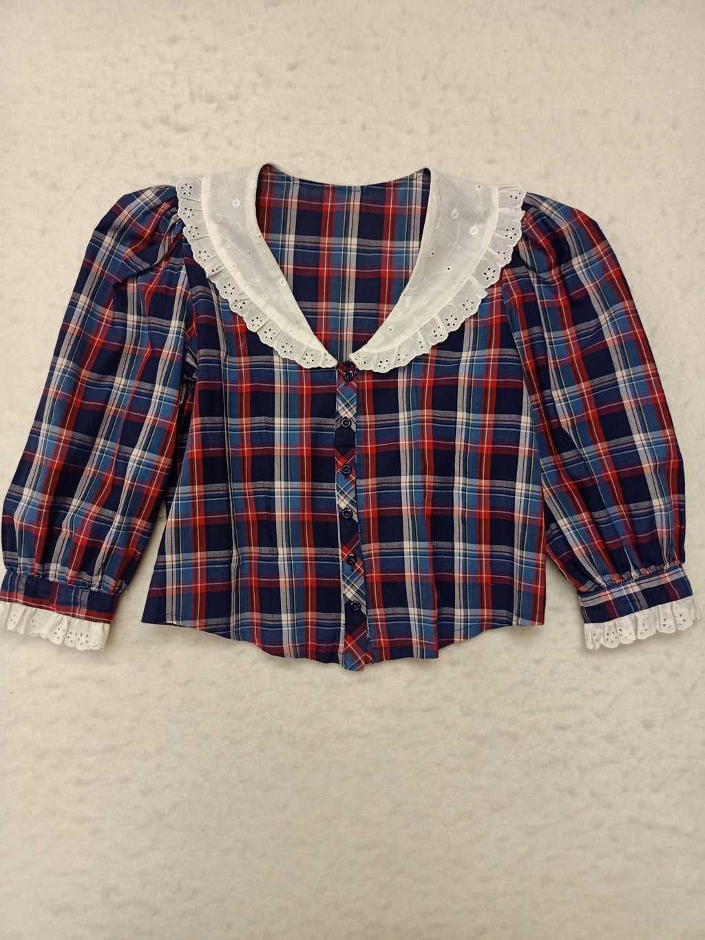 Vintage Plaid & Broderie Anglaise Shirt