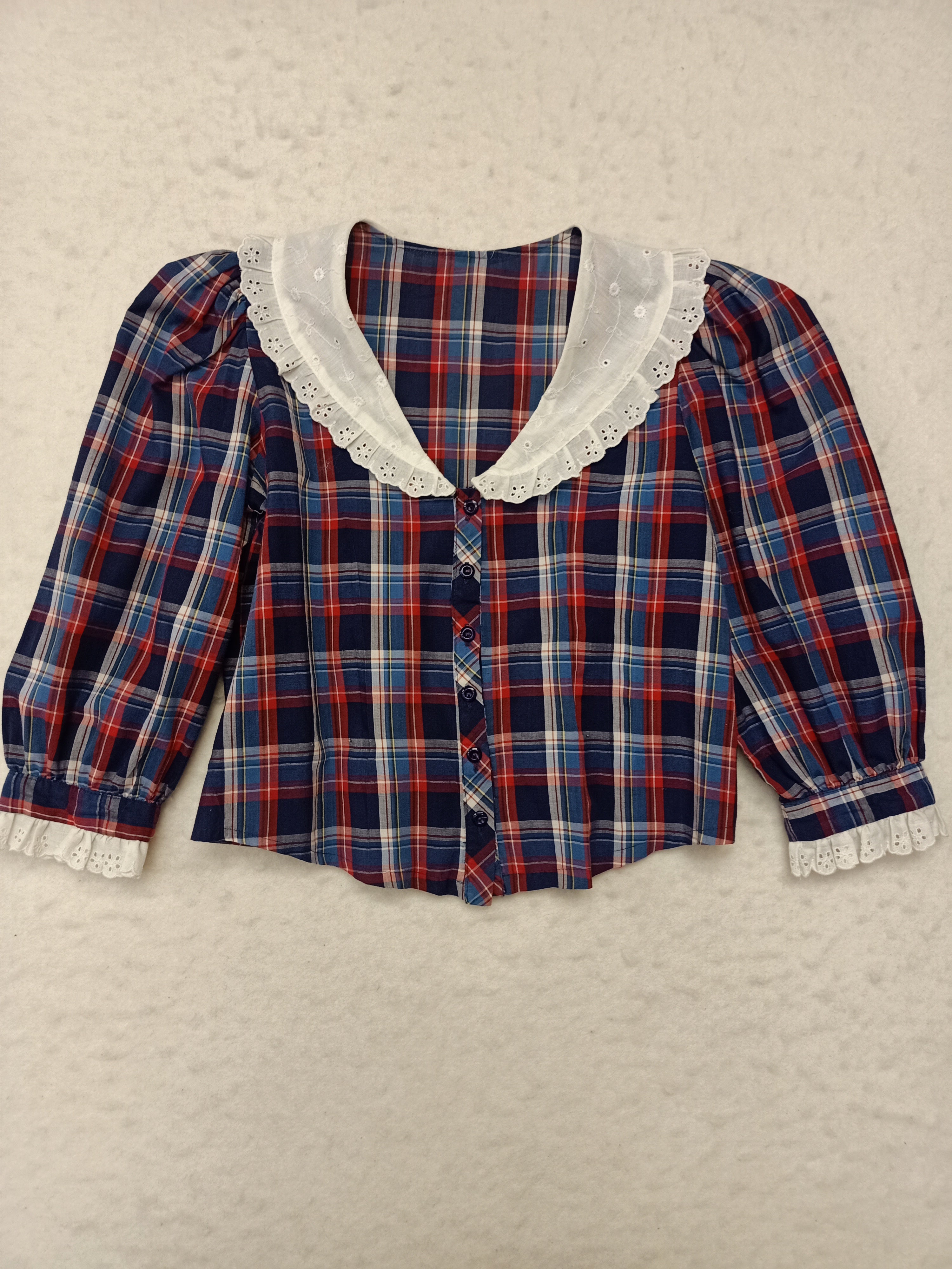 Vintage Plaid & Broderie Anglaise Shirt