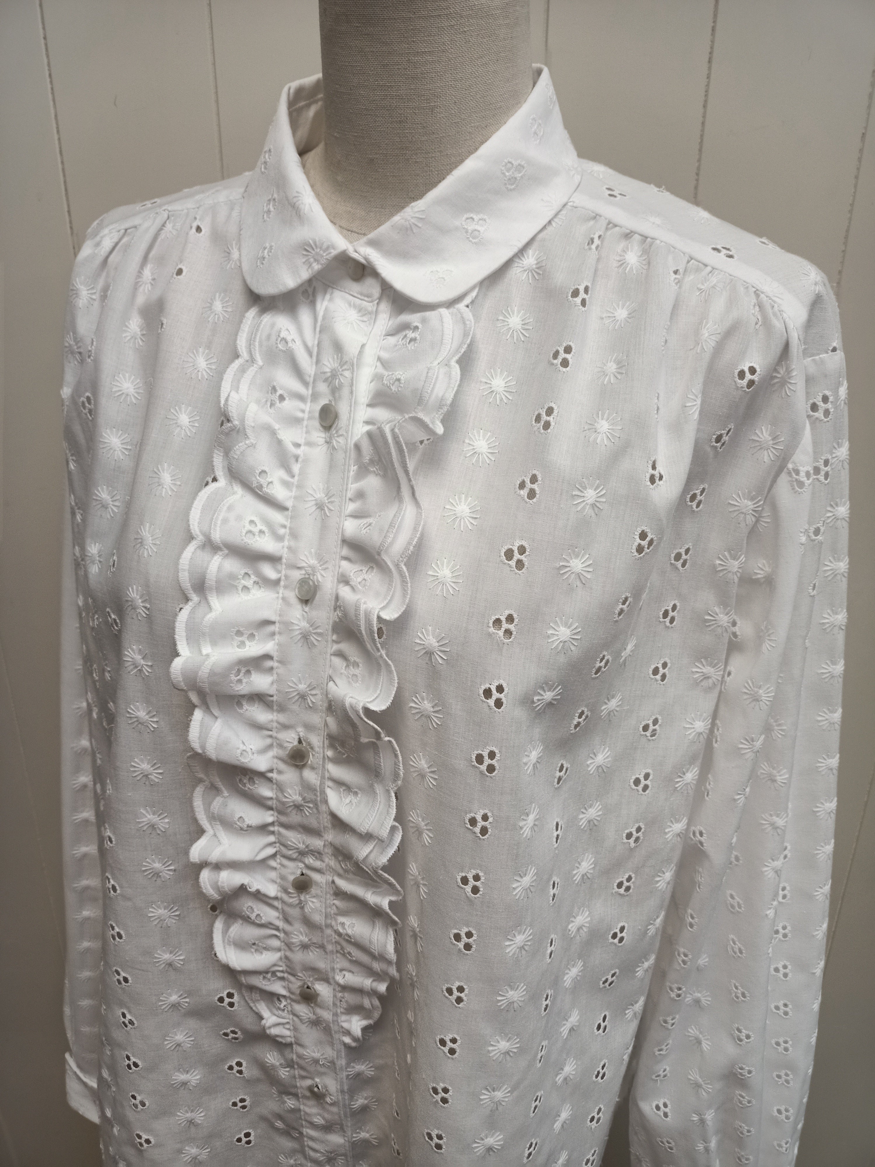 Vintage Broderie Anglaise Ruffle Shirt