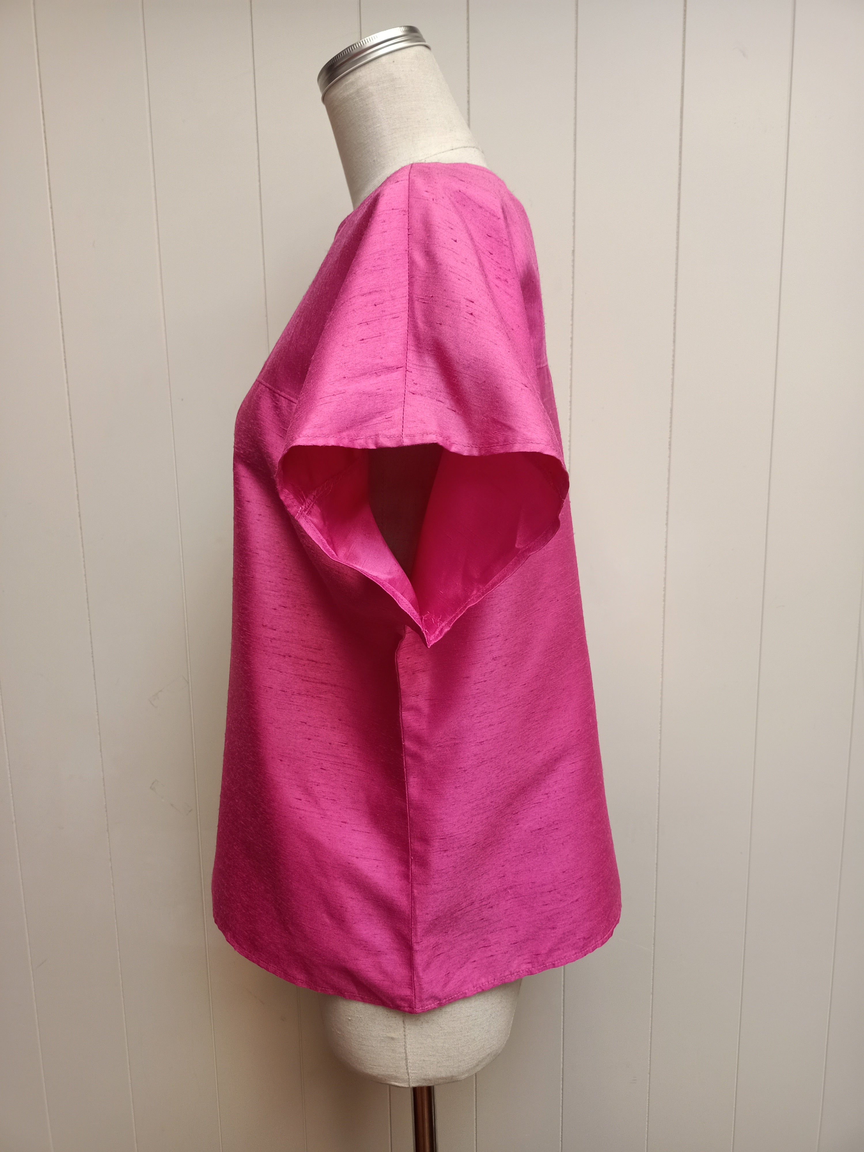 Vintage Hot Pink Satin Slub Shirt