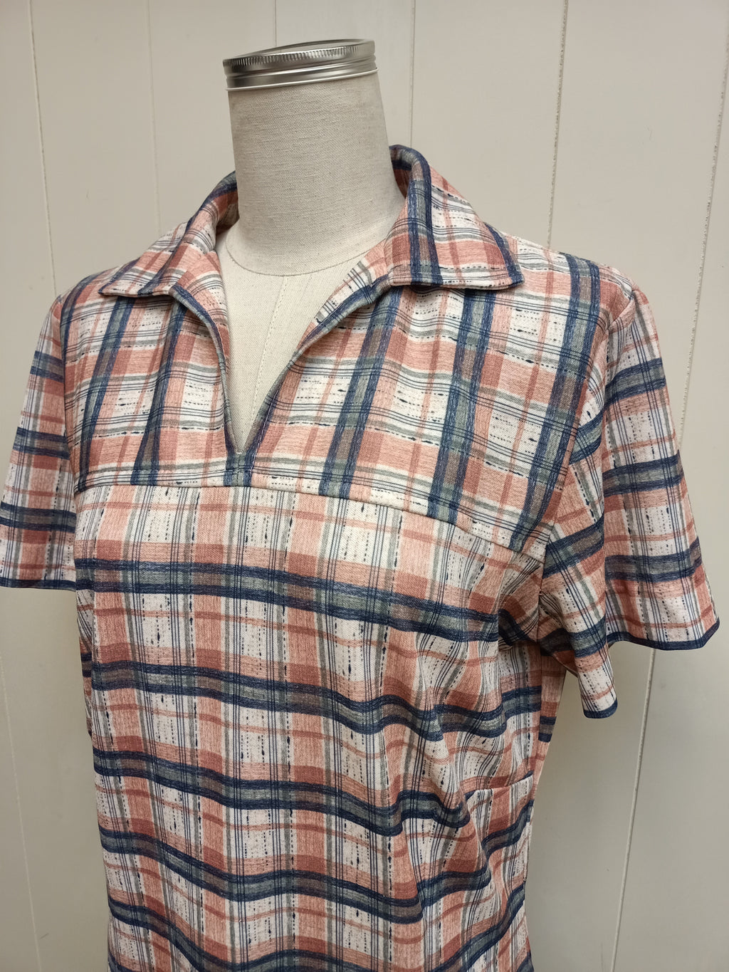 Vintage Peach Plaid Dress