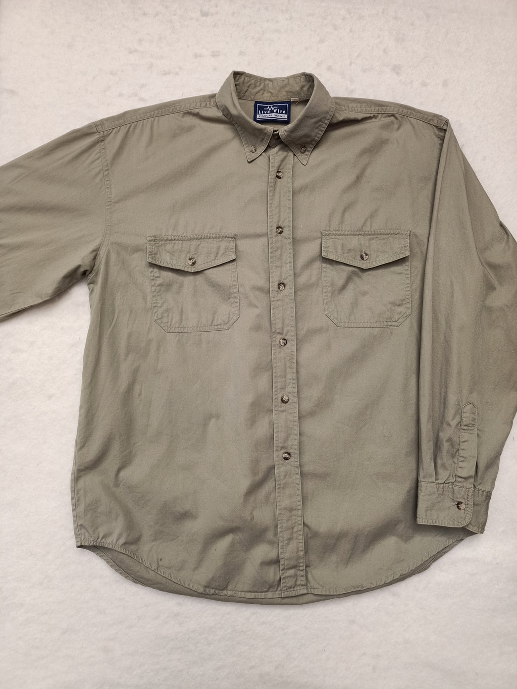 Live Wire Mens Khaki Green Shirt