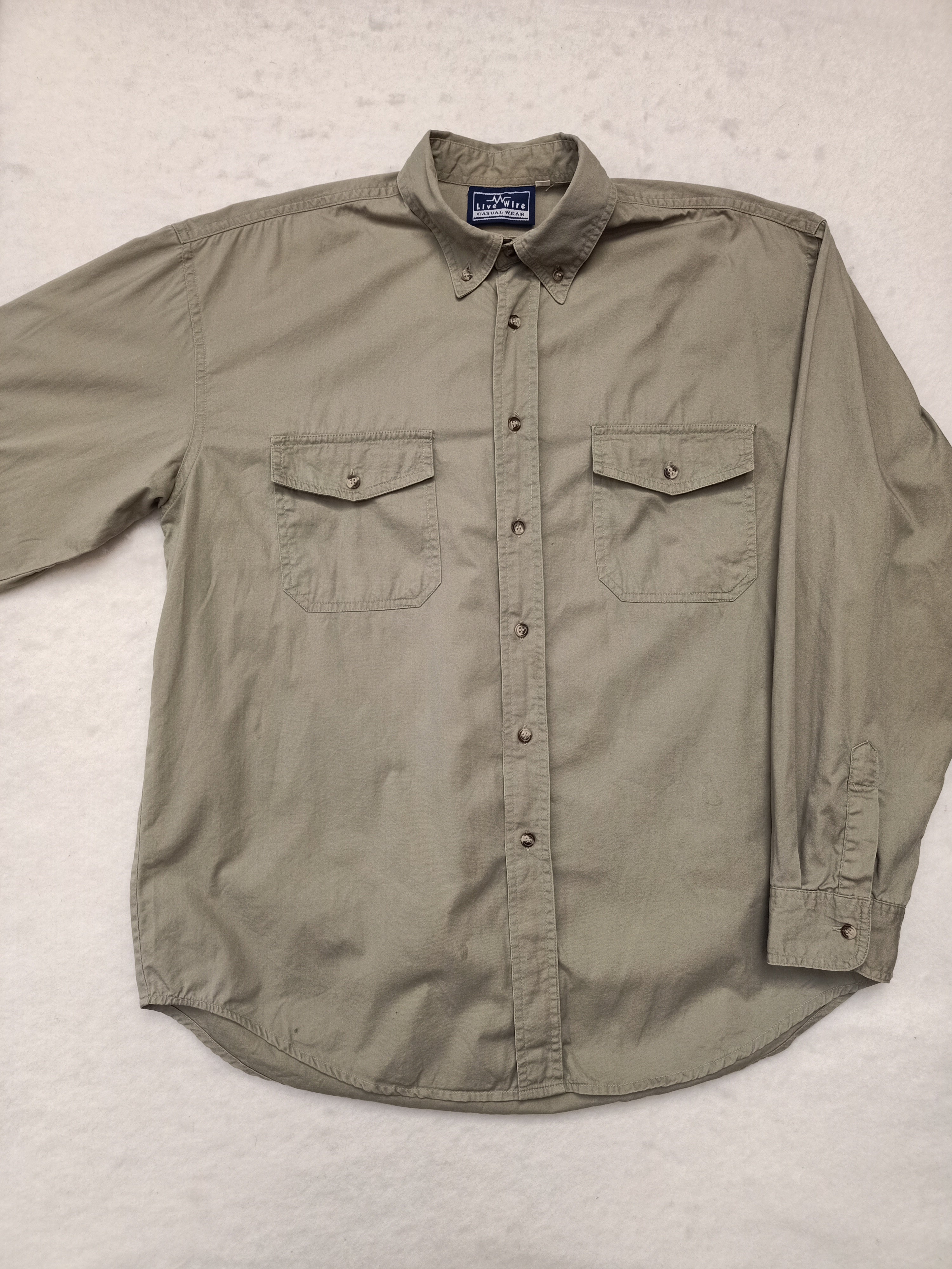 Live Wire Mens Khaki Green Shirt