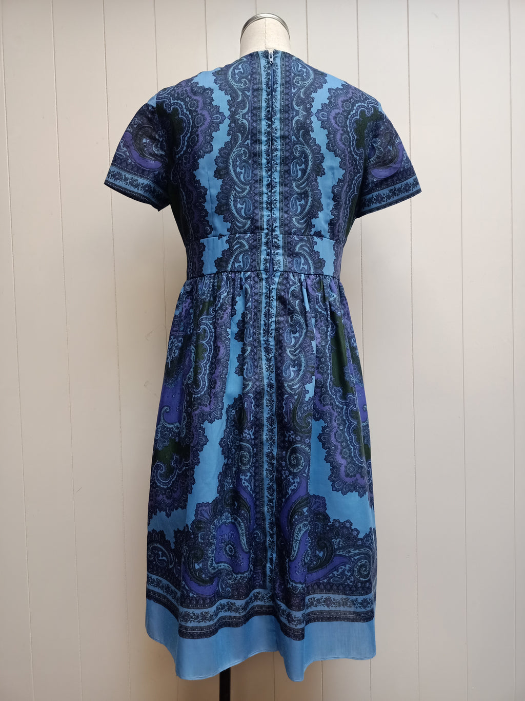 Vintage Blue Paisley Medallion Dress