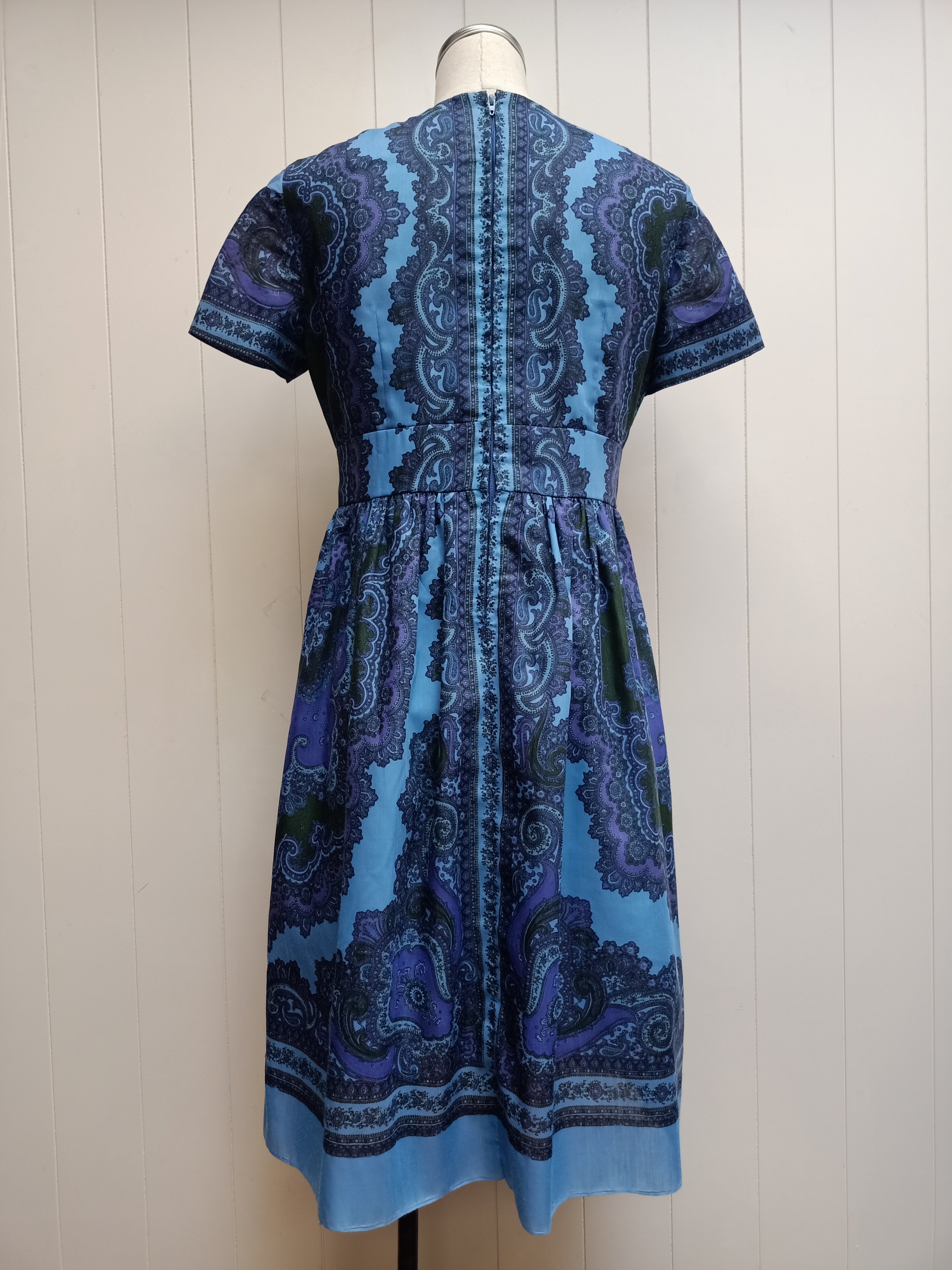 Vintage Blue Paisley Medallion Dress