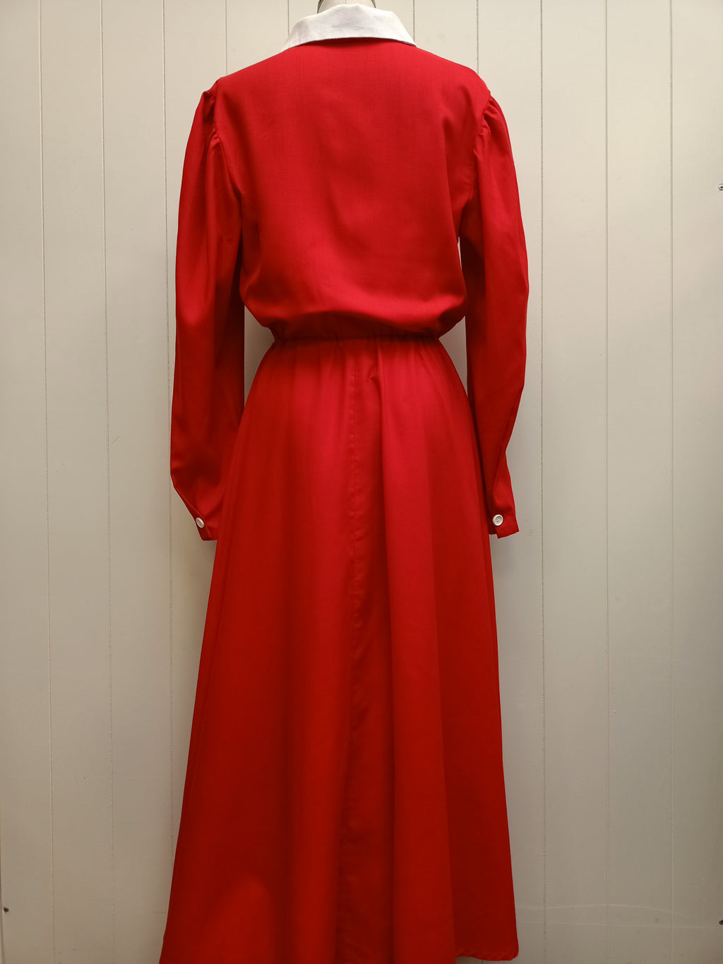 Vintage Red & White Lapel Dress