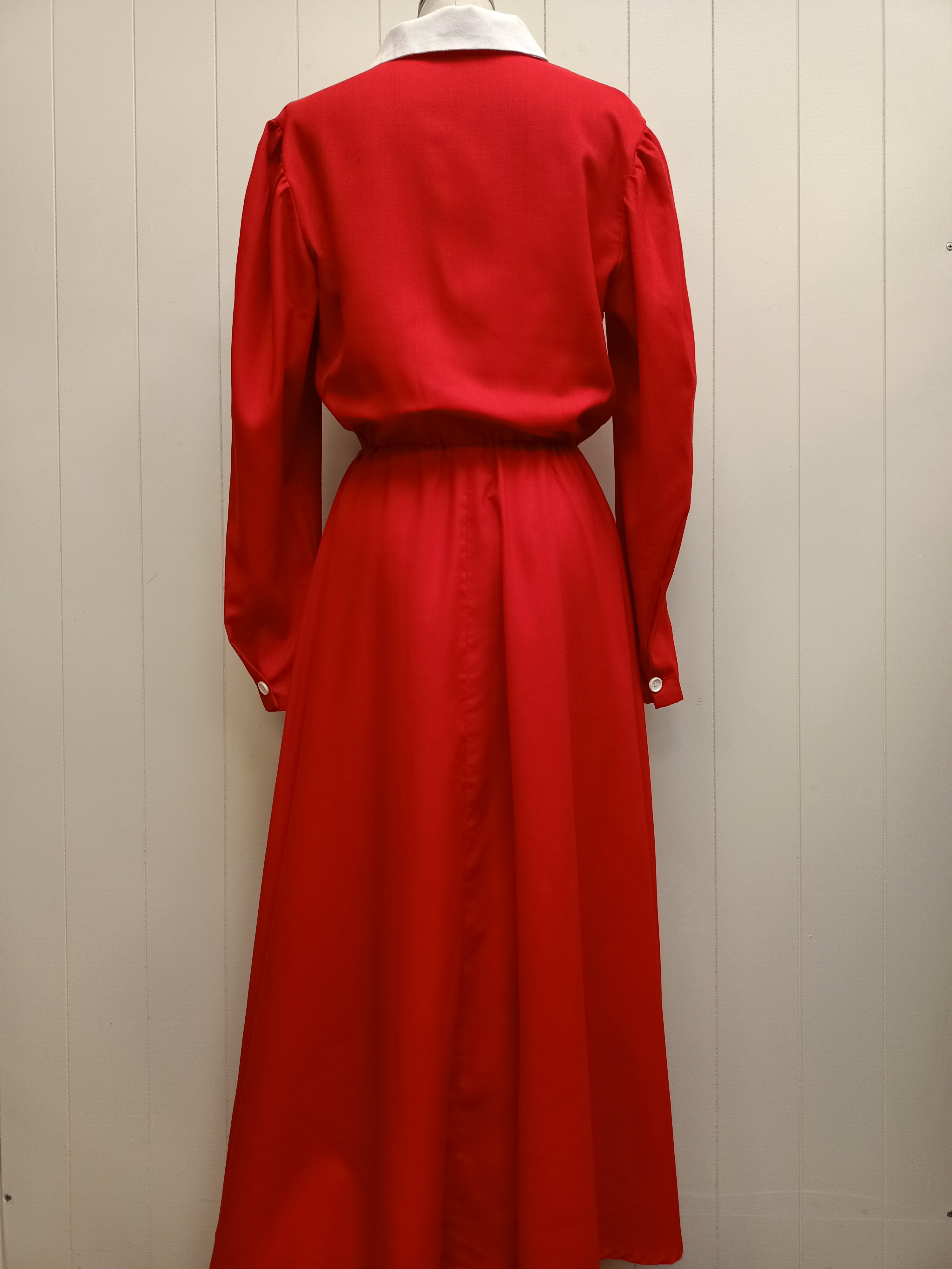 Vintage Red & White Lapel Dress