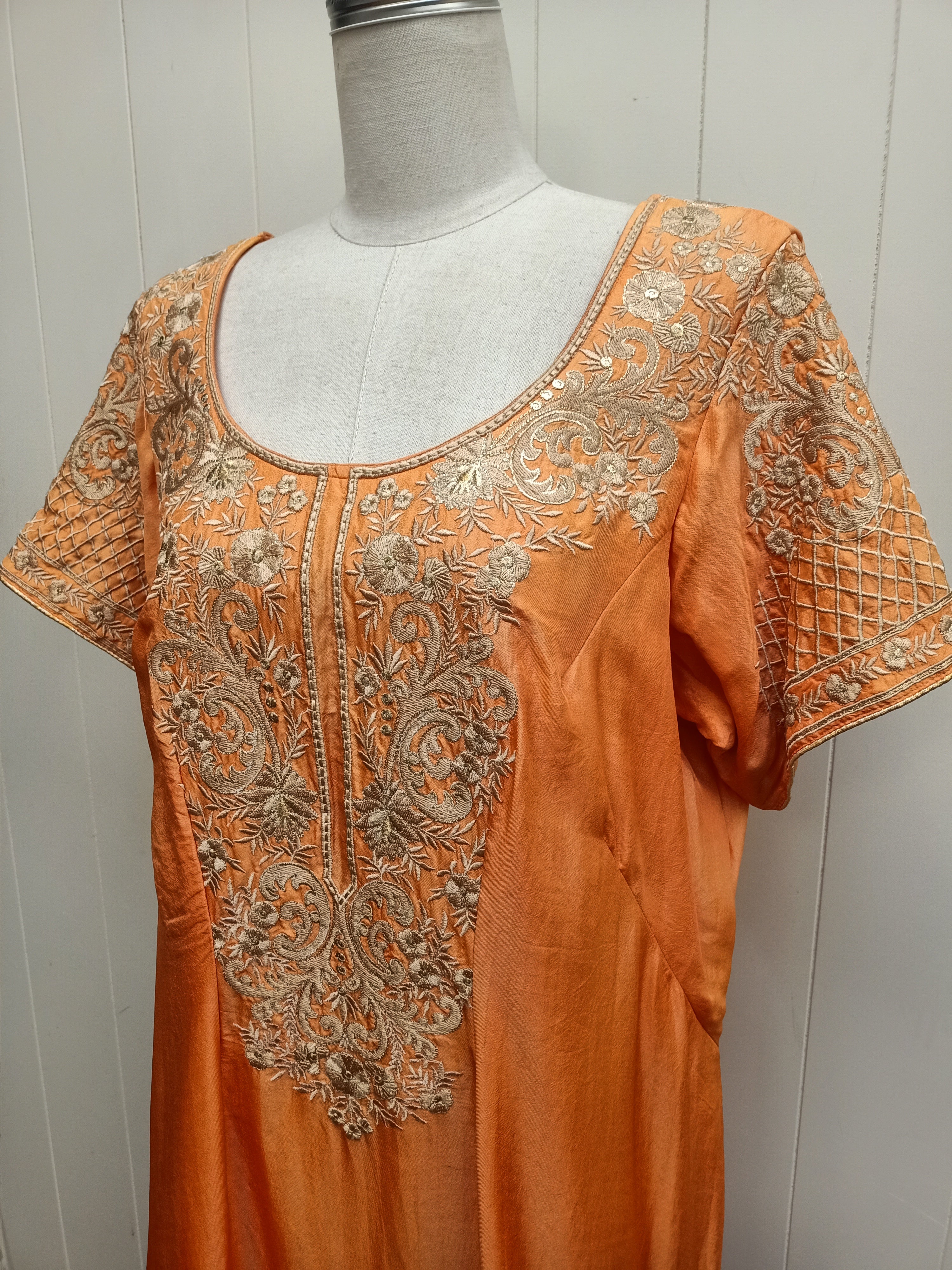 Vintage Orange Zardozi Kaftan