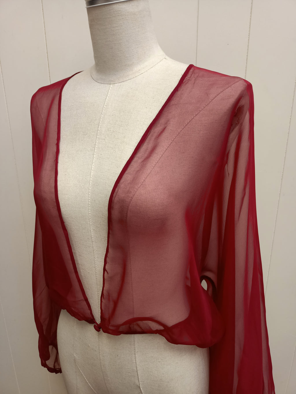 Vintage Burgundy Chiffon Shrug