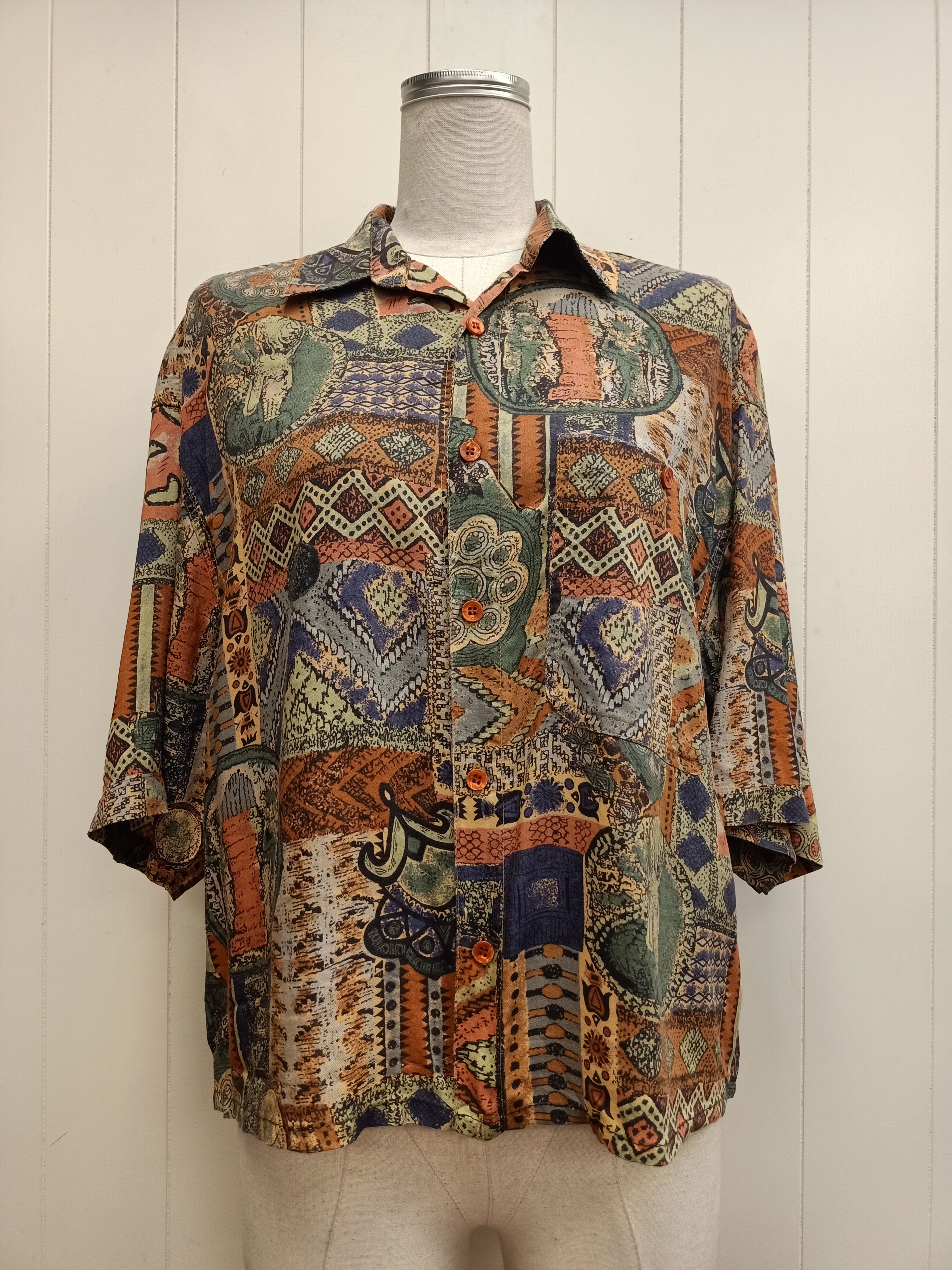 Vintage Mosaic Cropped Shirt