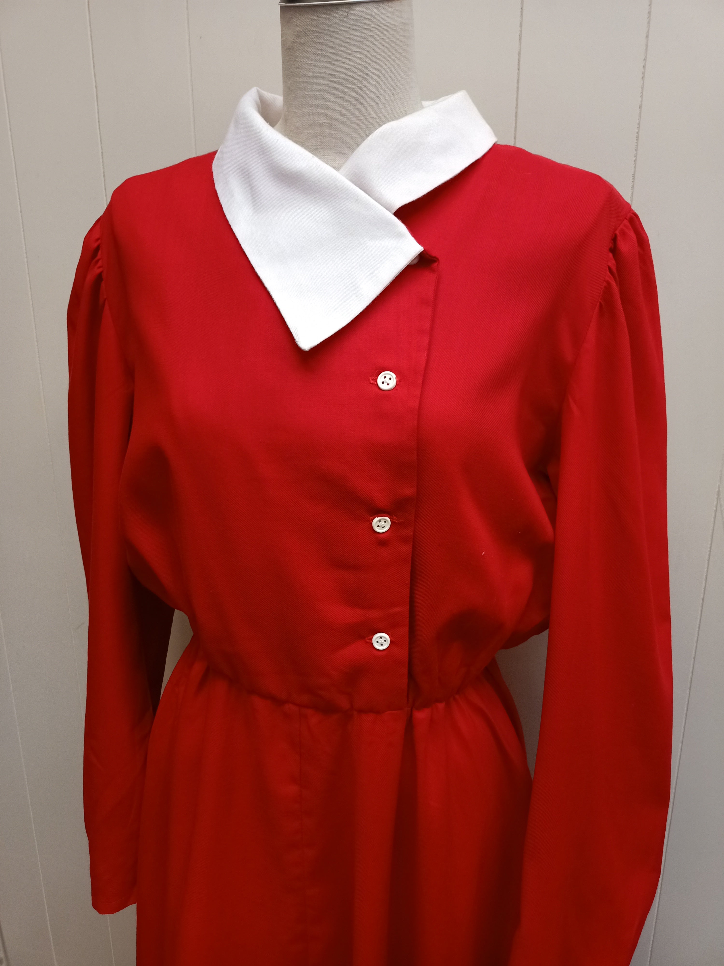 Vintage Red & White Lapel Dress