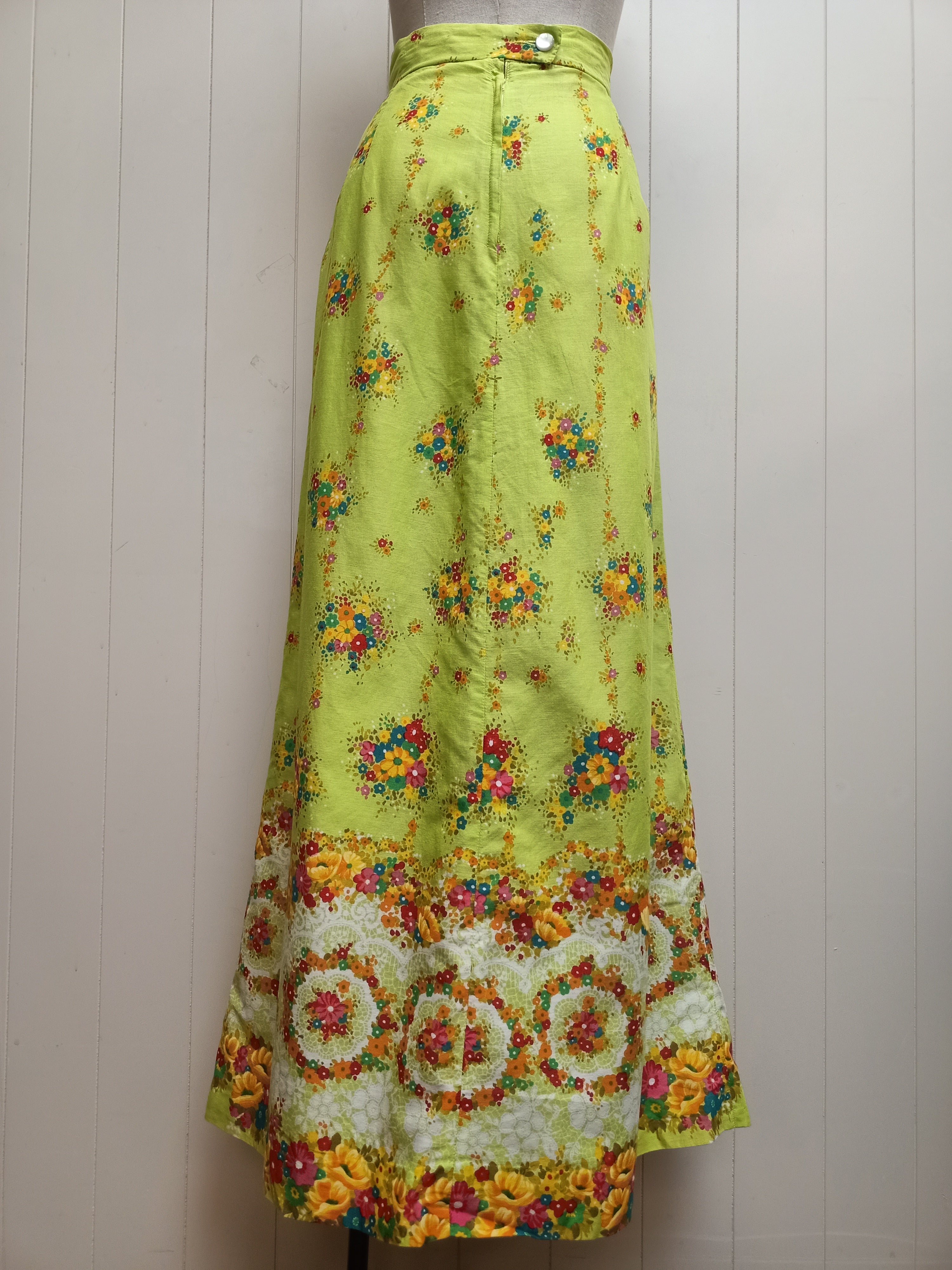 Vintage Lime Green Floral Skirt