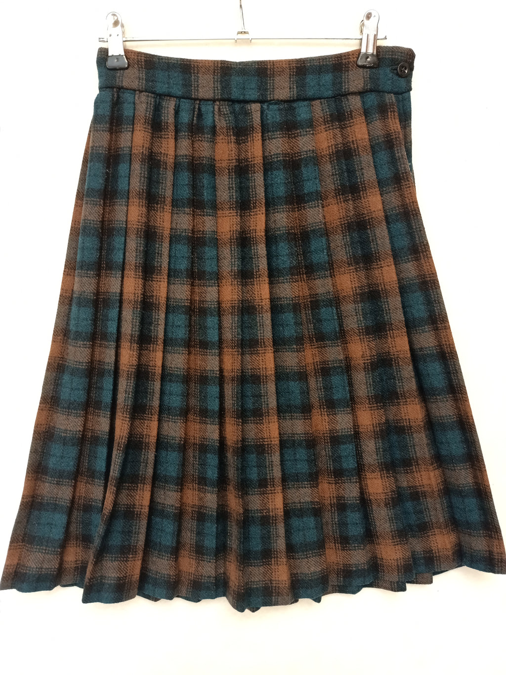 Vintage Teal And Brown Checkered Skirt