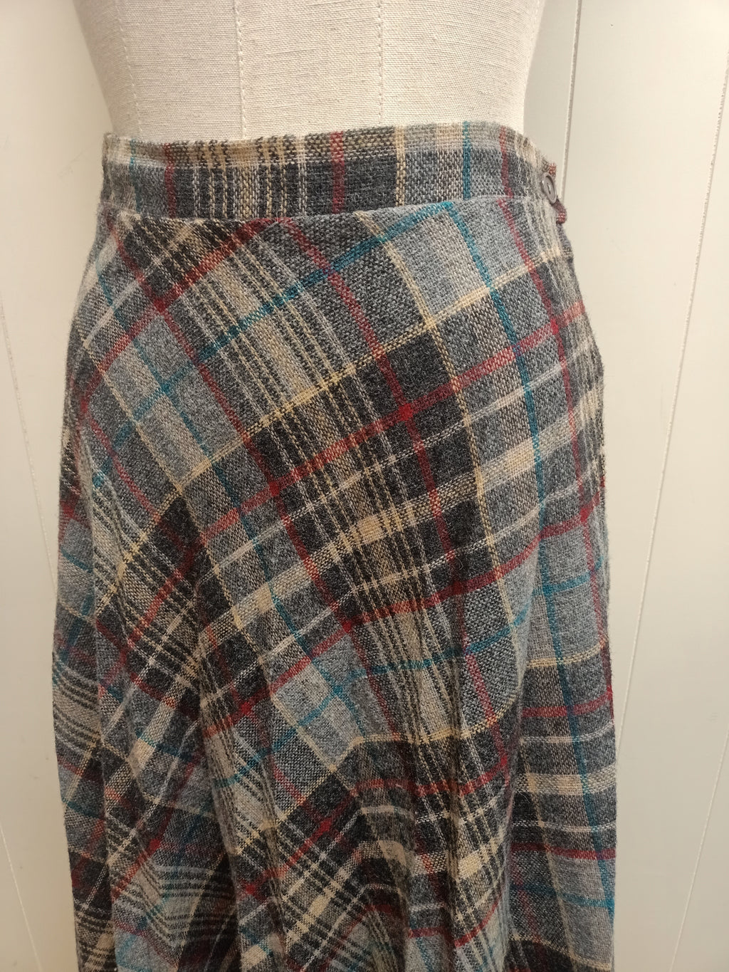 Vintage Blue & Red Plaid Skirt