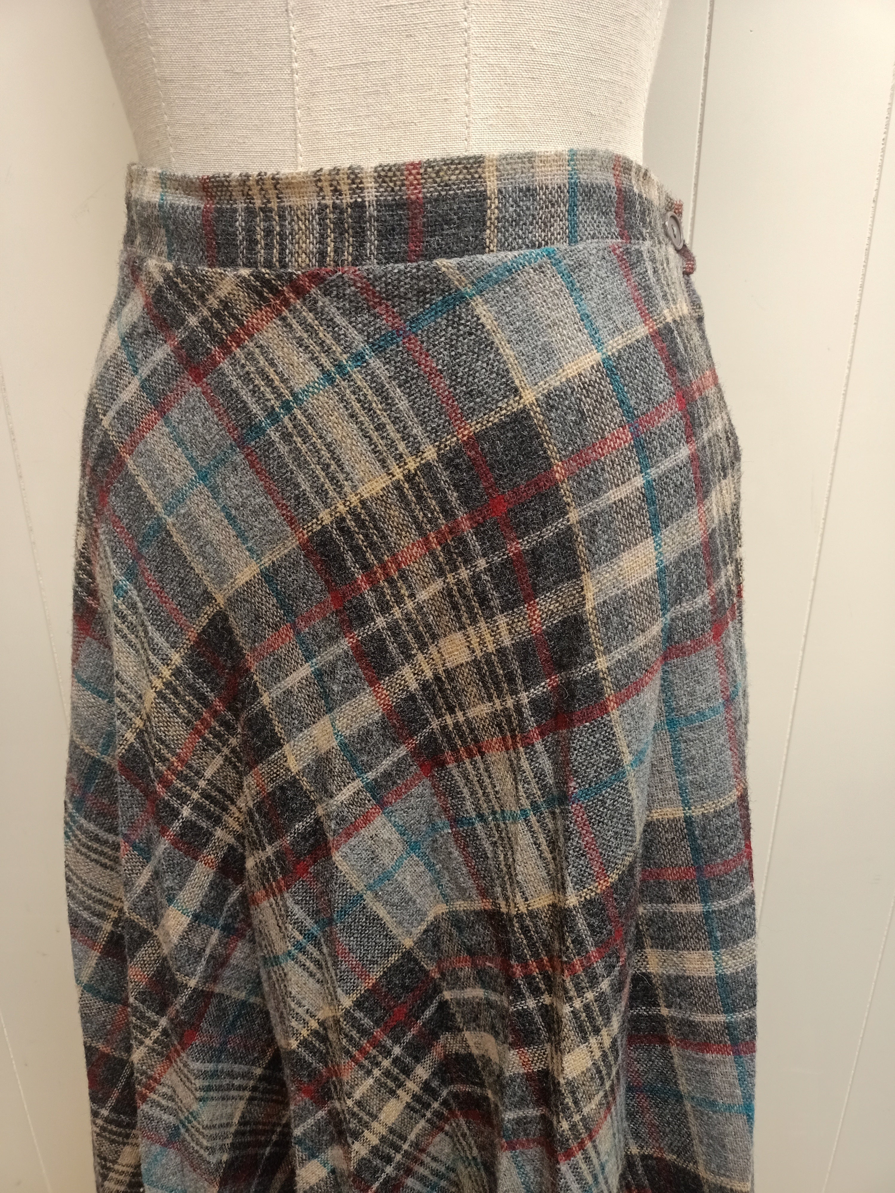 Vintage Blue & Red Plaid Skirt