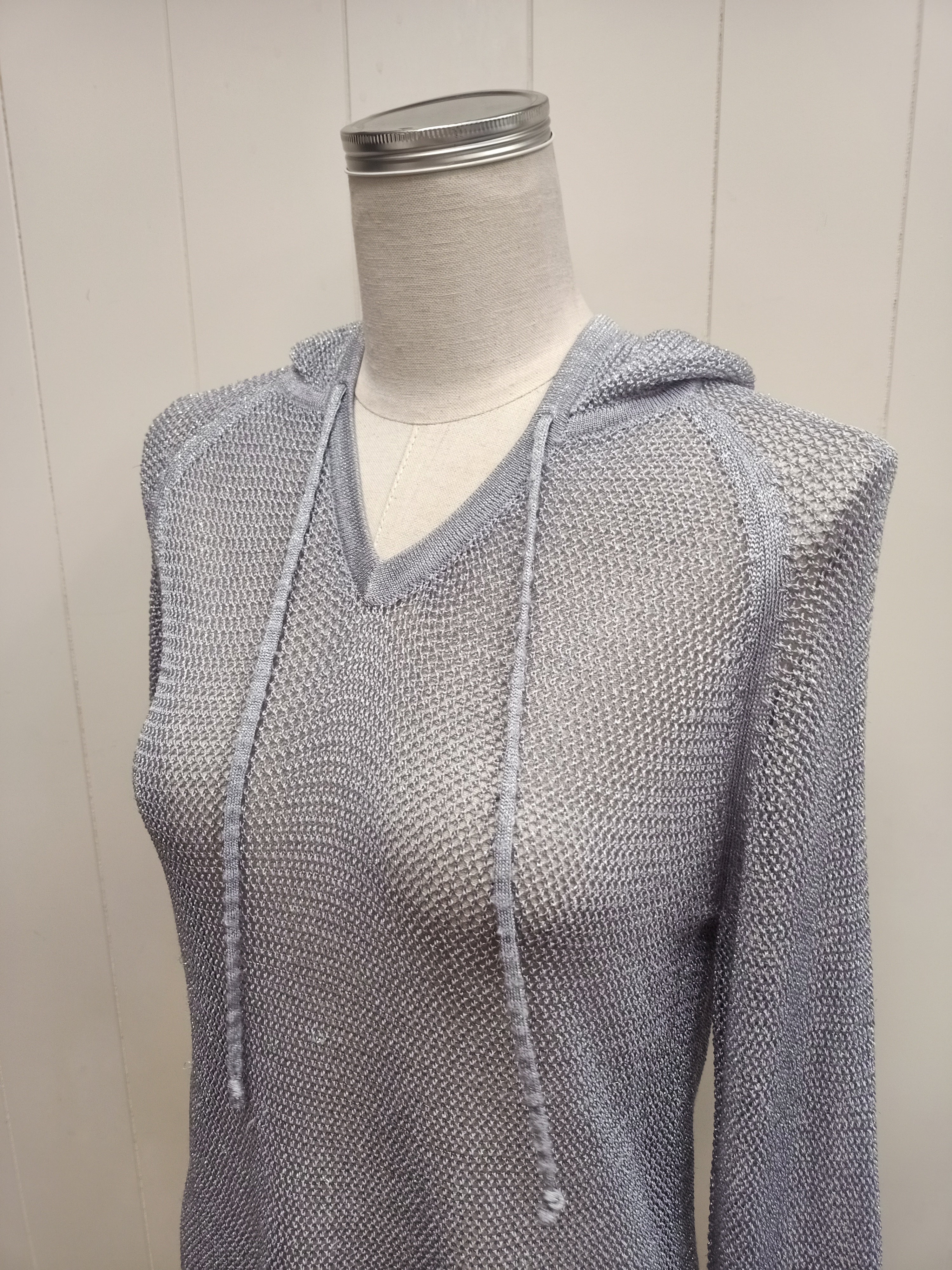 Zafina Silver Knit Hoodie