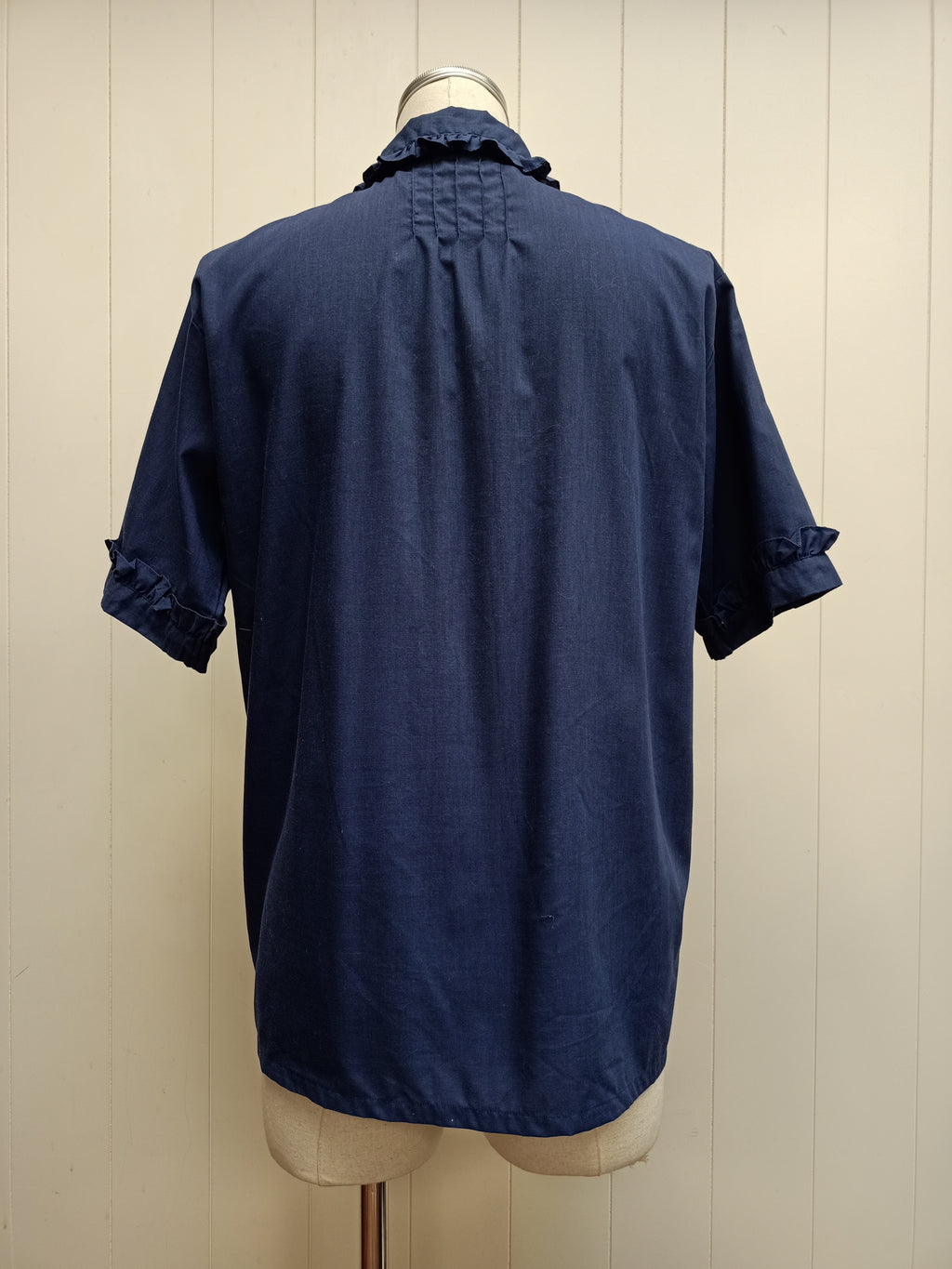 Retro Kokila Navy Ruffle Shirt