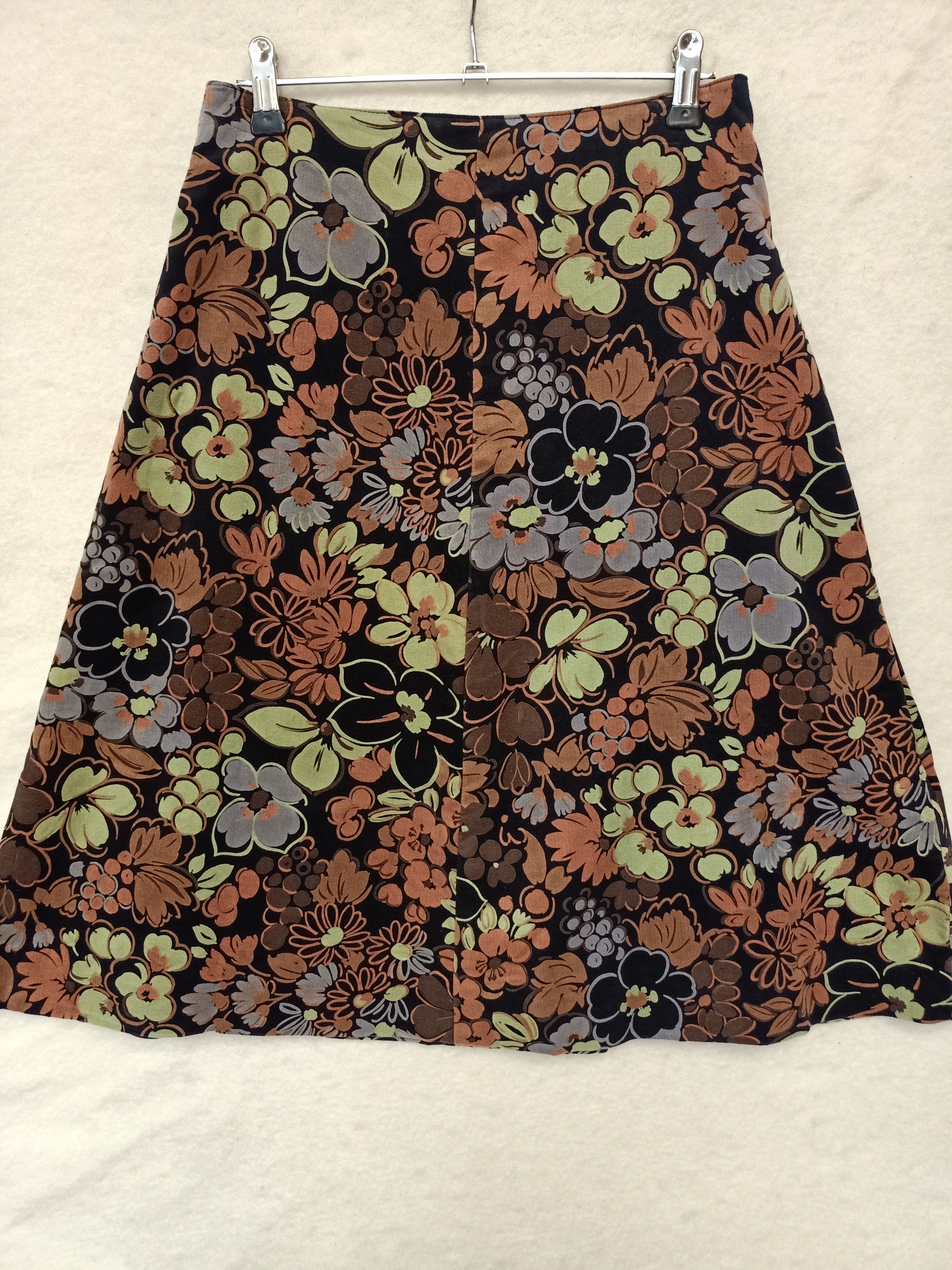 Vintage Faux Suede Floral Skirt