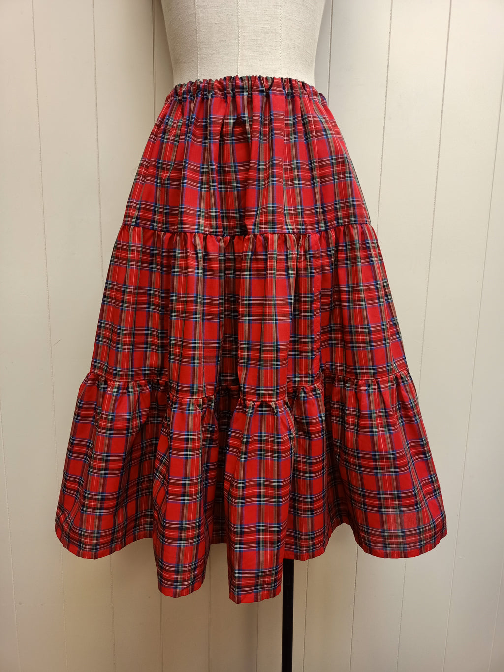 Vintage Plaid Tiered Skirt