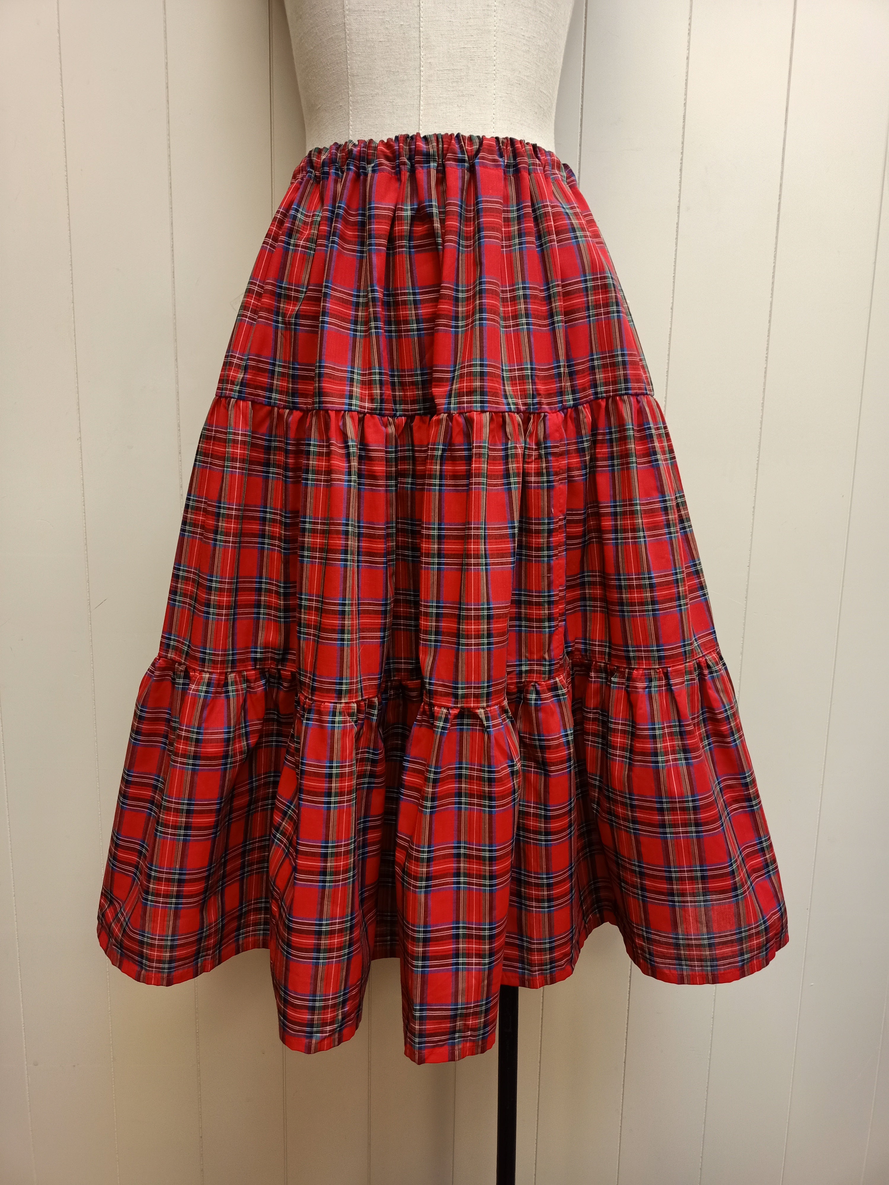 Vintage Plaid Tiered Skirt