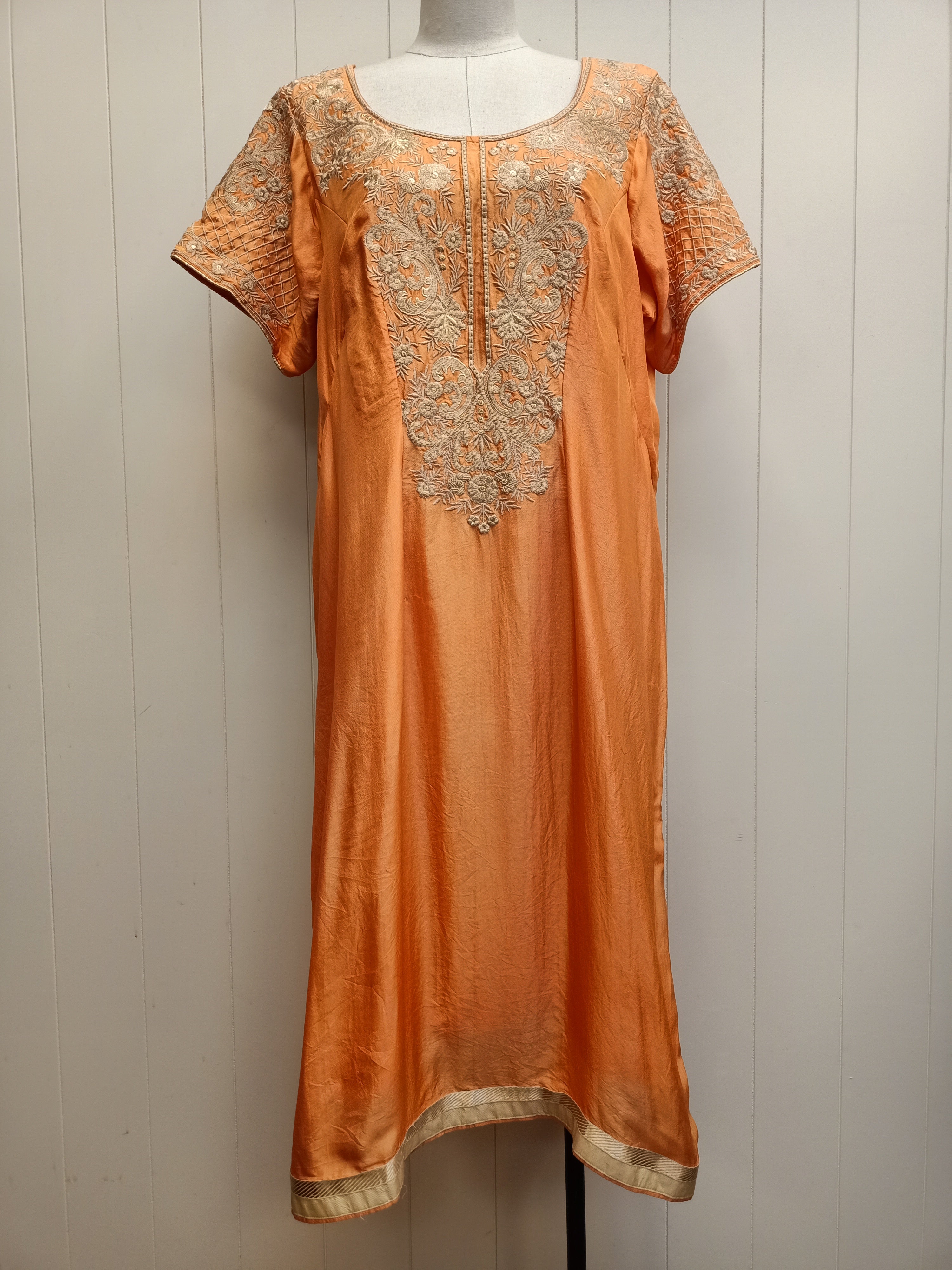 Vintage Orange Zardozi Kaftan