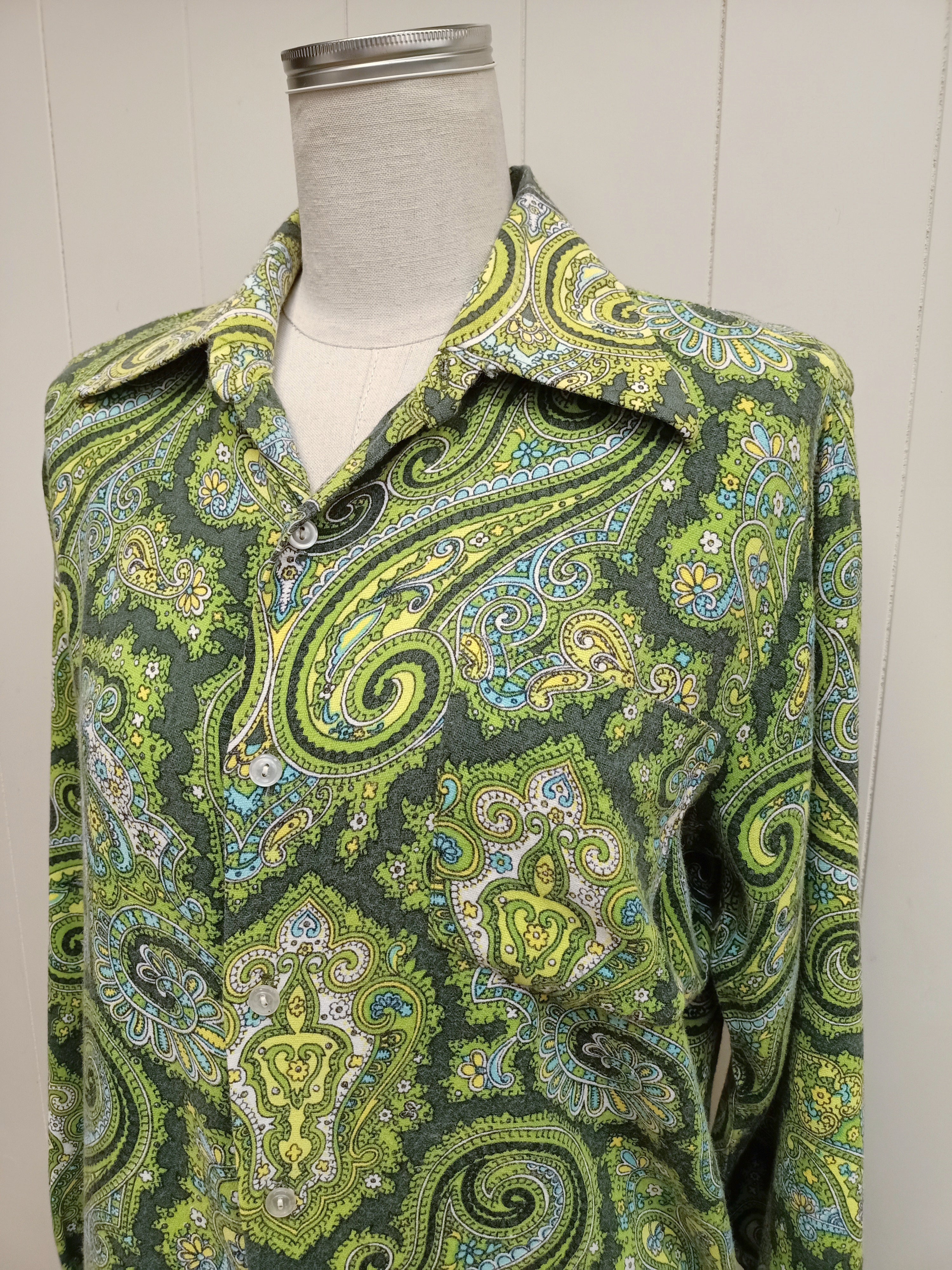 Vintage Paisley Green Shirt