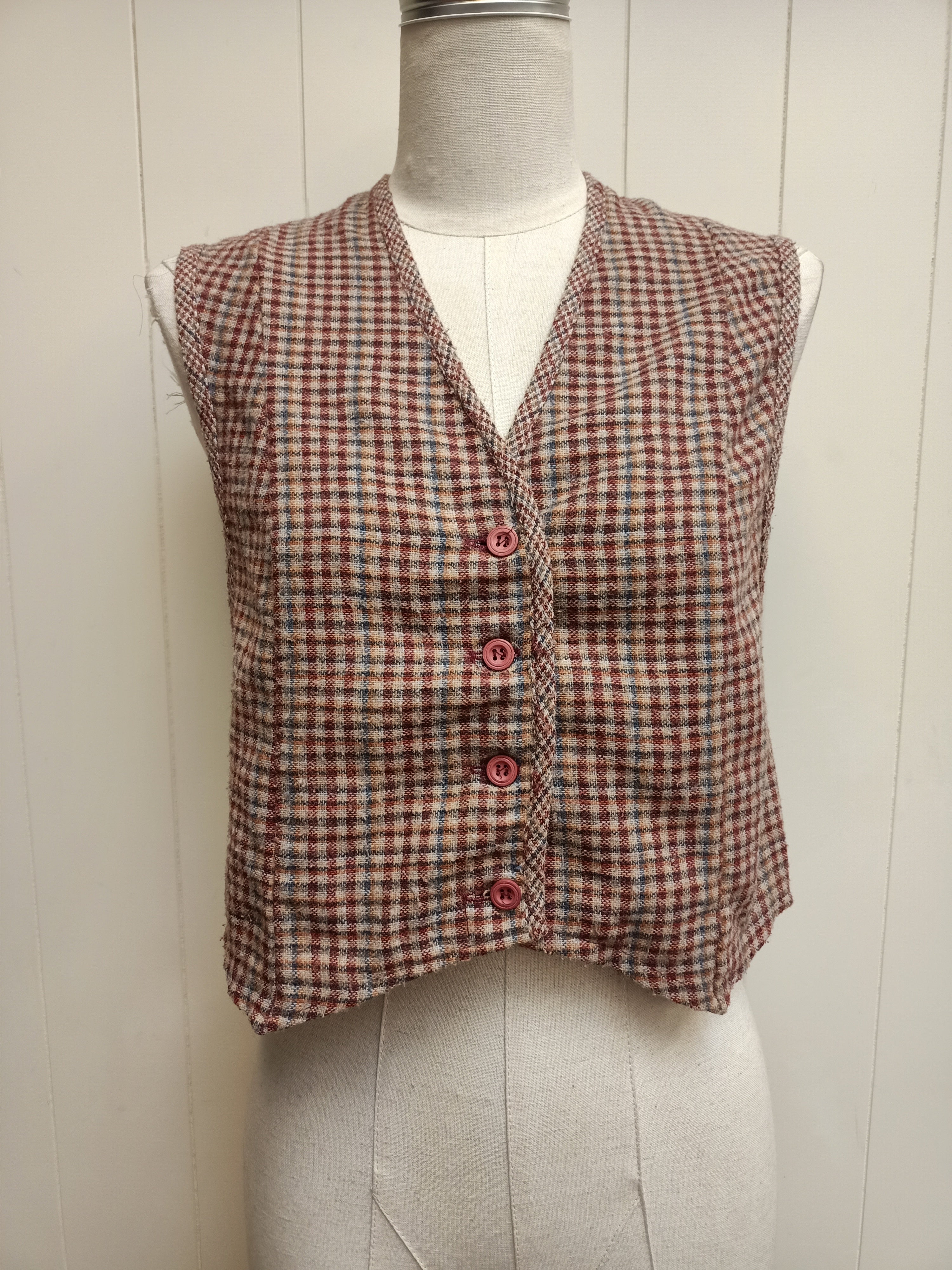 Vintage Wool Checkered Vest Shirt