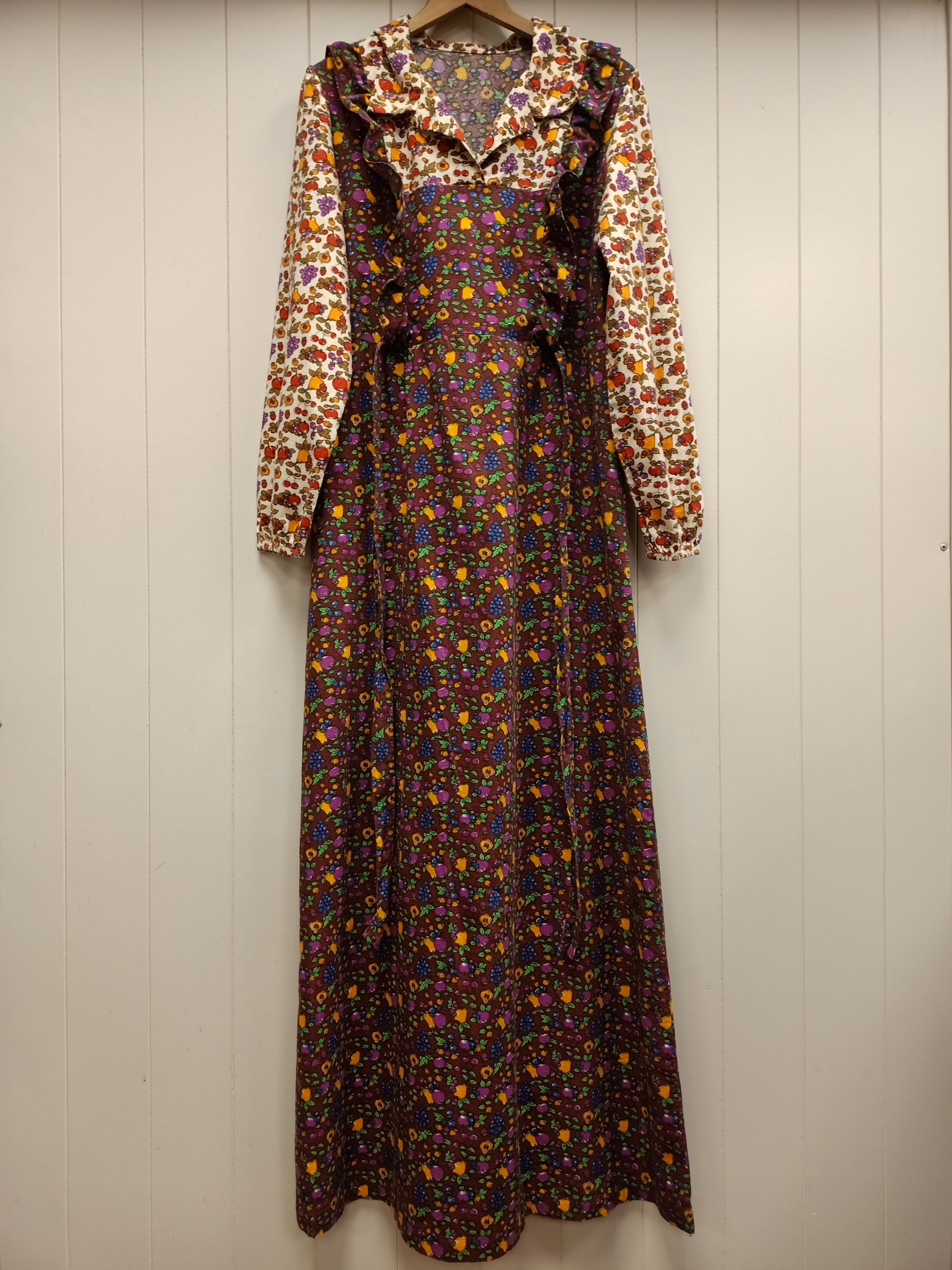 Vintage Fruit Pinafore Maxi Dress