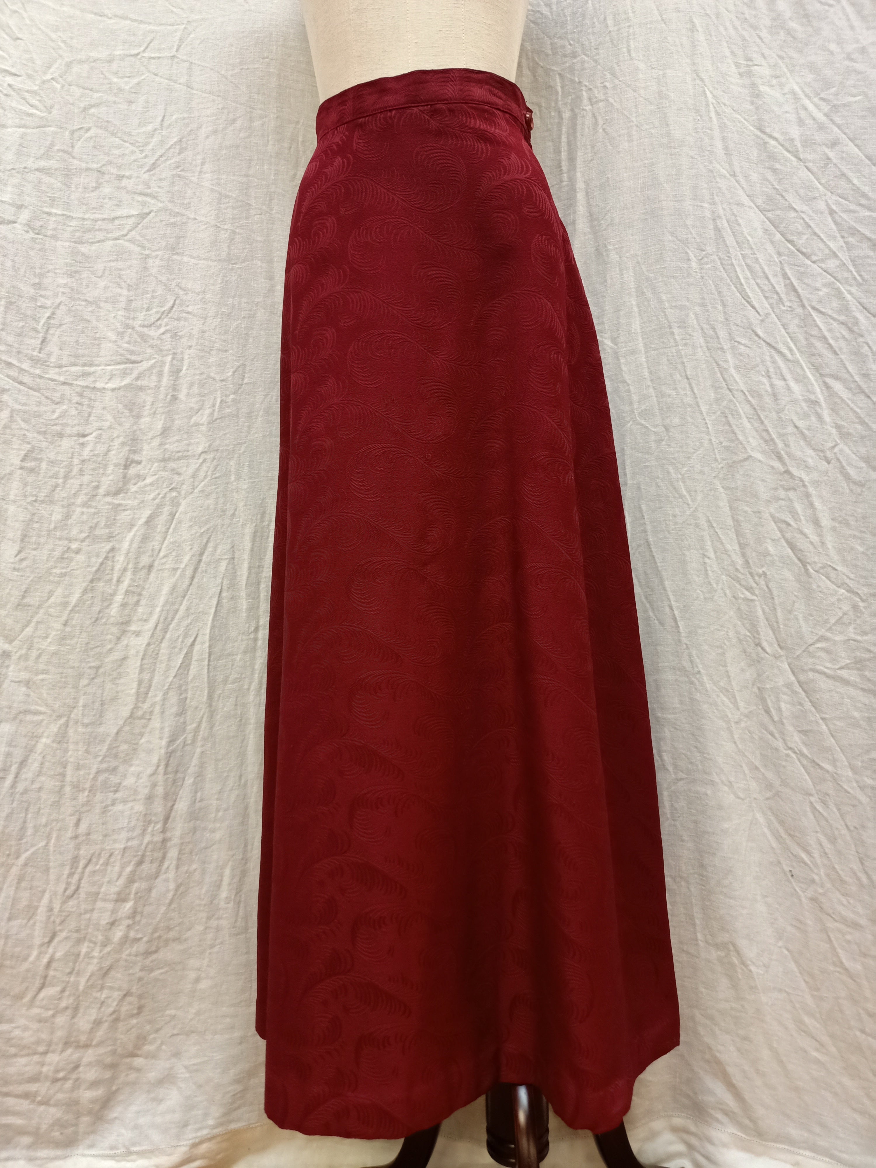 Retro Burgundy Maxi Skirt