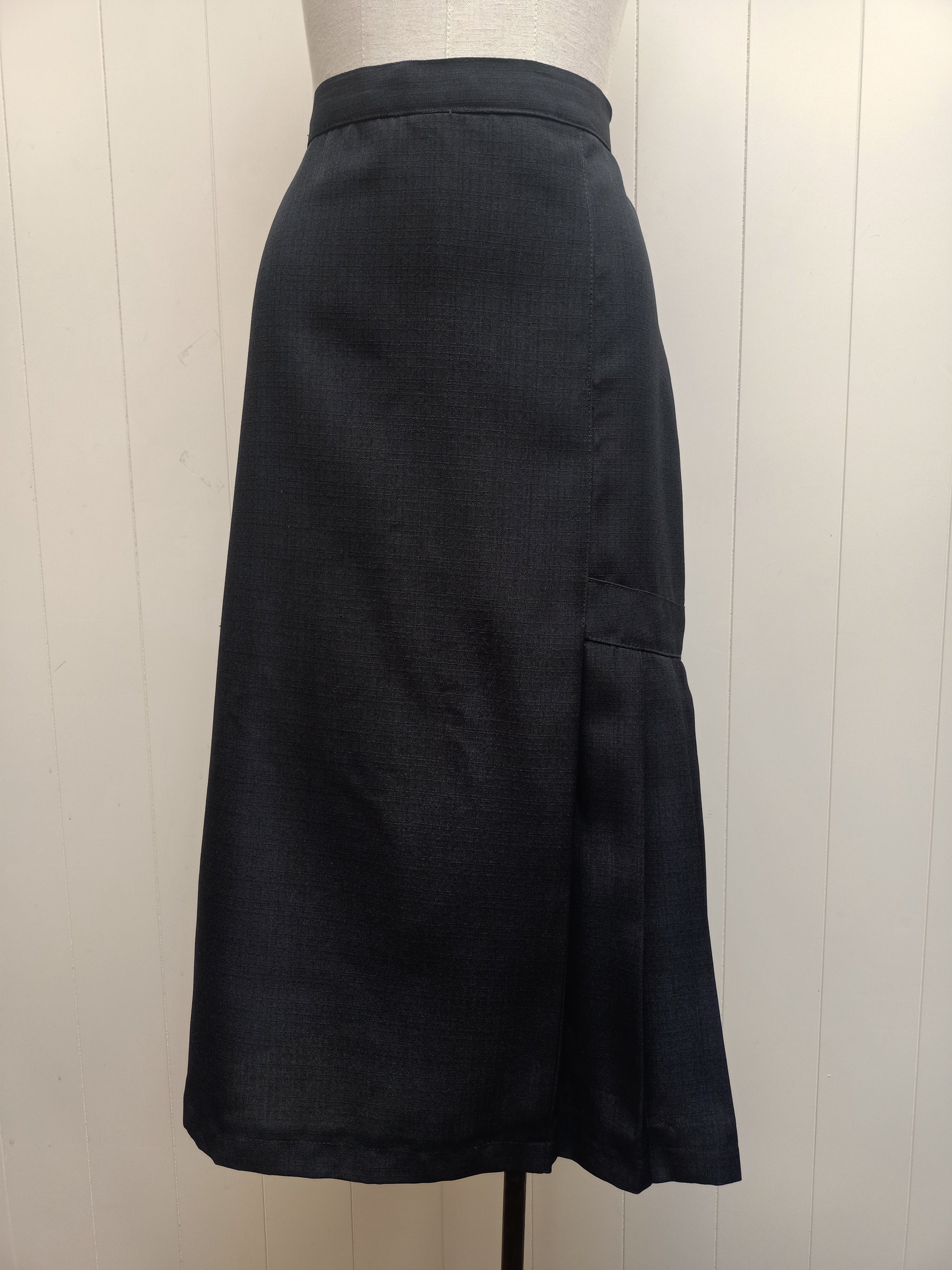 Vintage Black Pencil Side Pleat Skirt