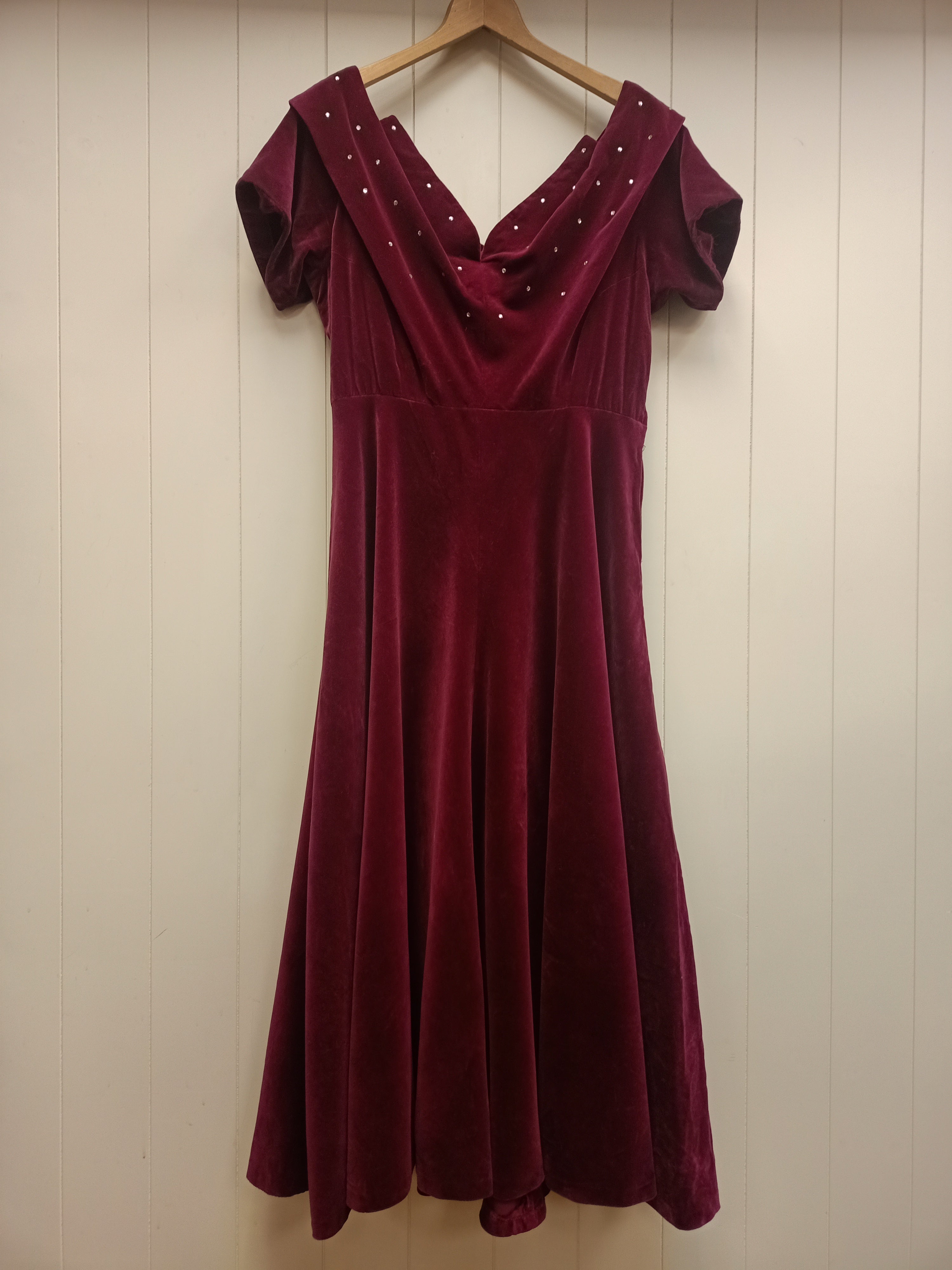 Vintage Hartnell Burgundy Velvet Dress