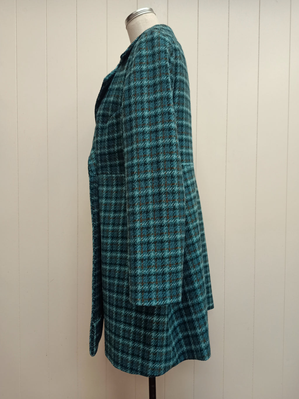 Vintage Teal Plaid Coat