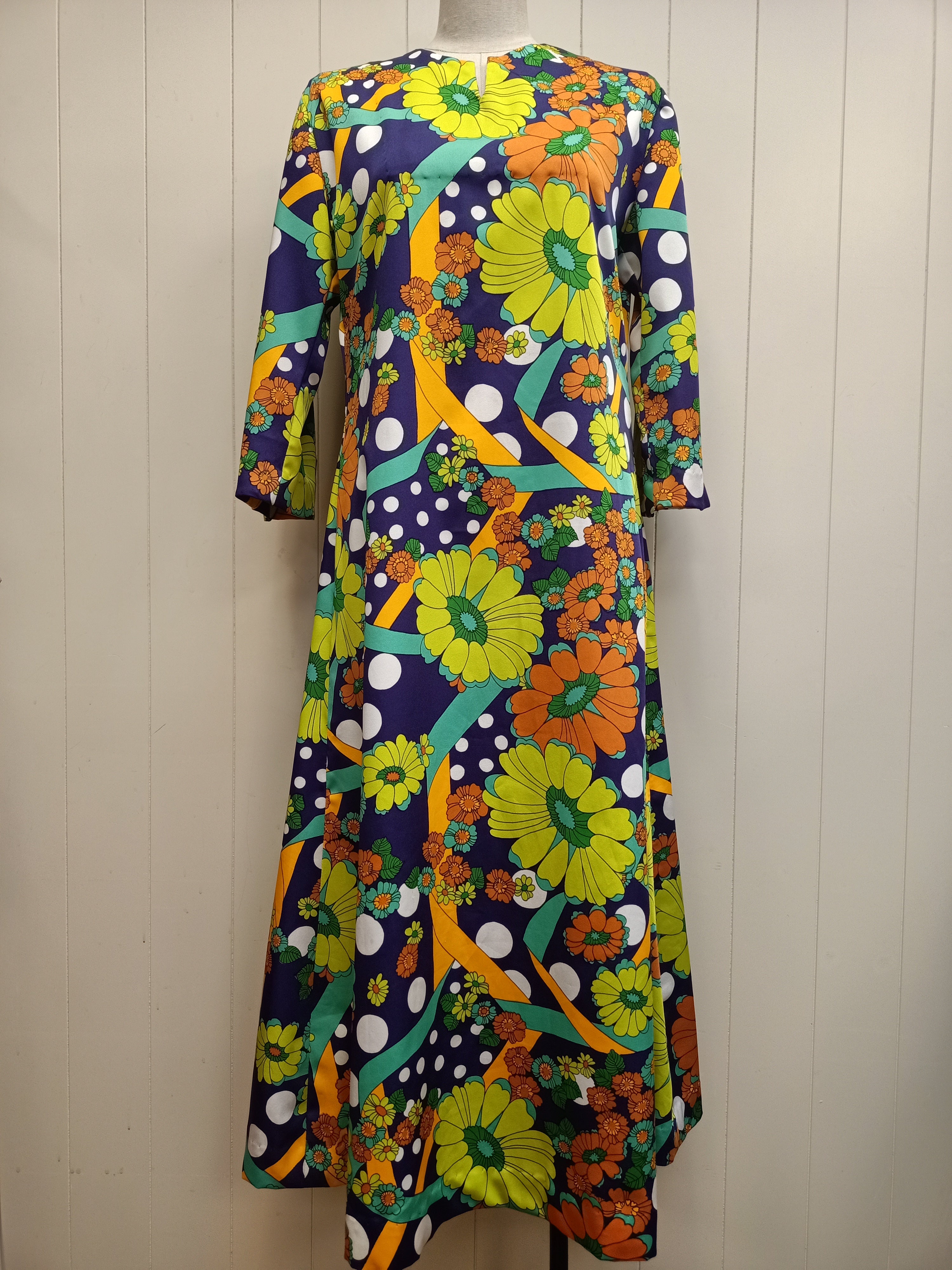 Vintage Floral Polka Dot Dress