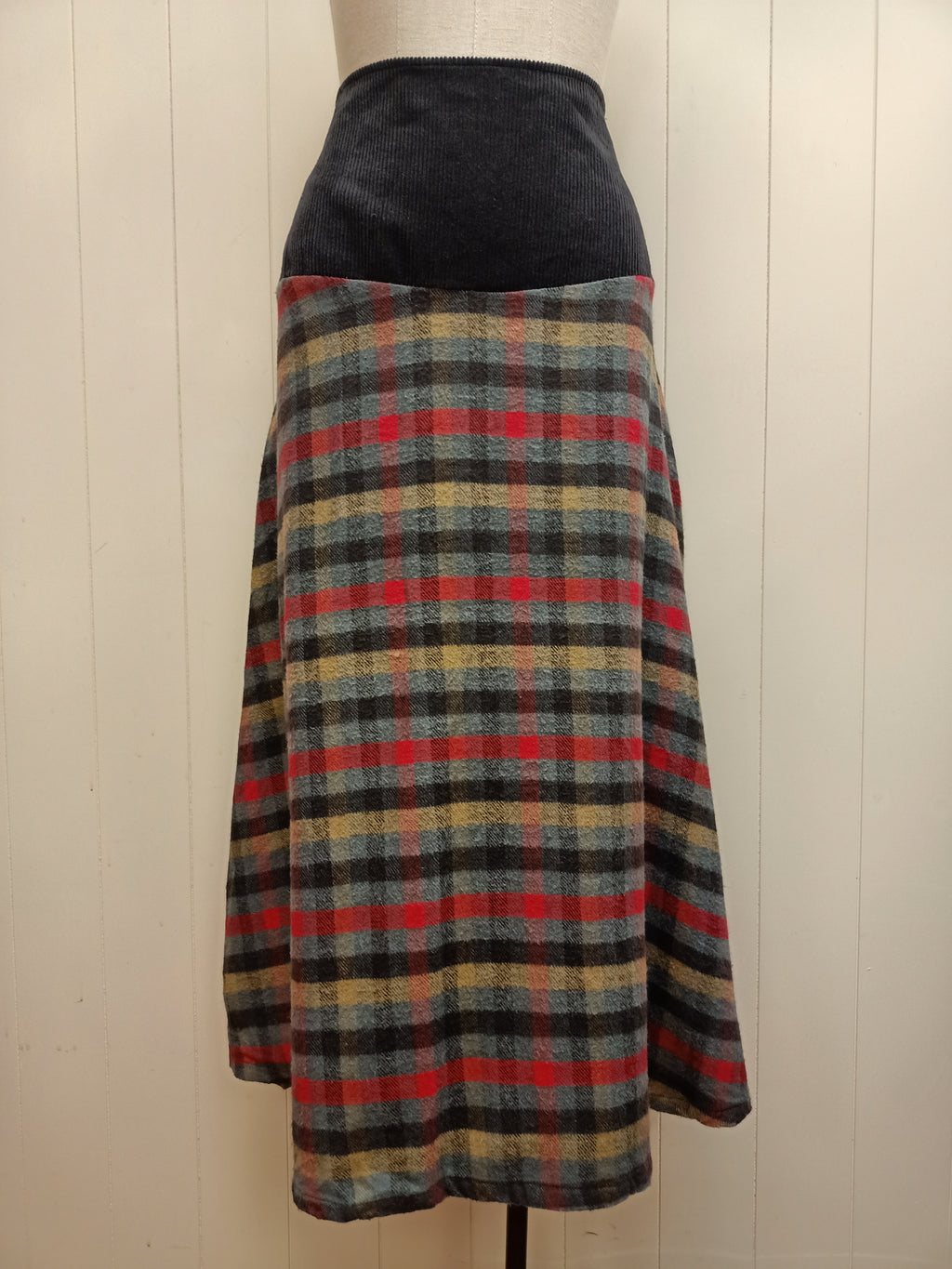 Vintage Drop Waist Plaid Skirt
