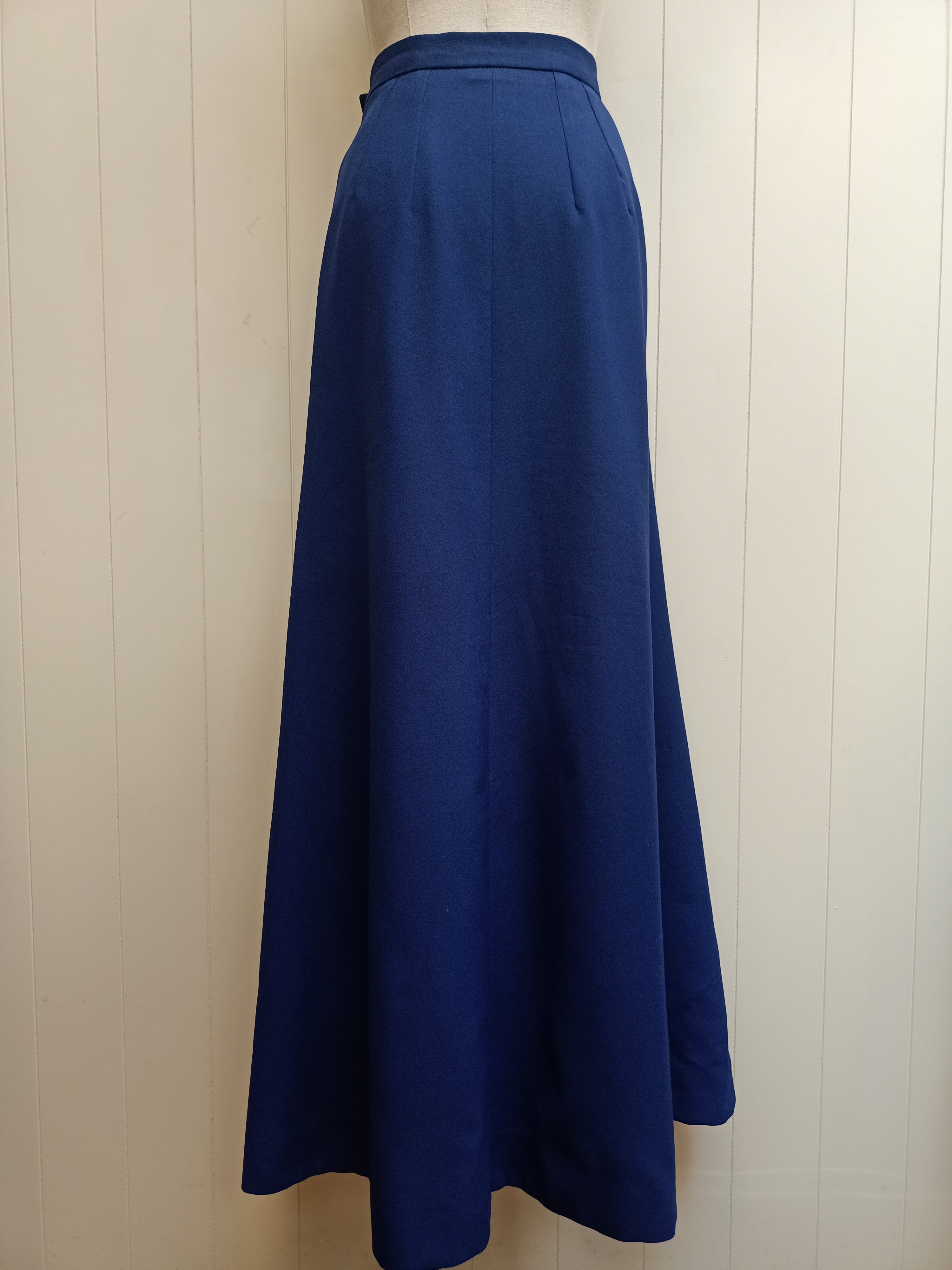 Vintage Navy Crepe Maxi Skirt
