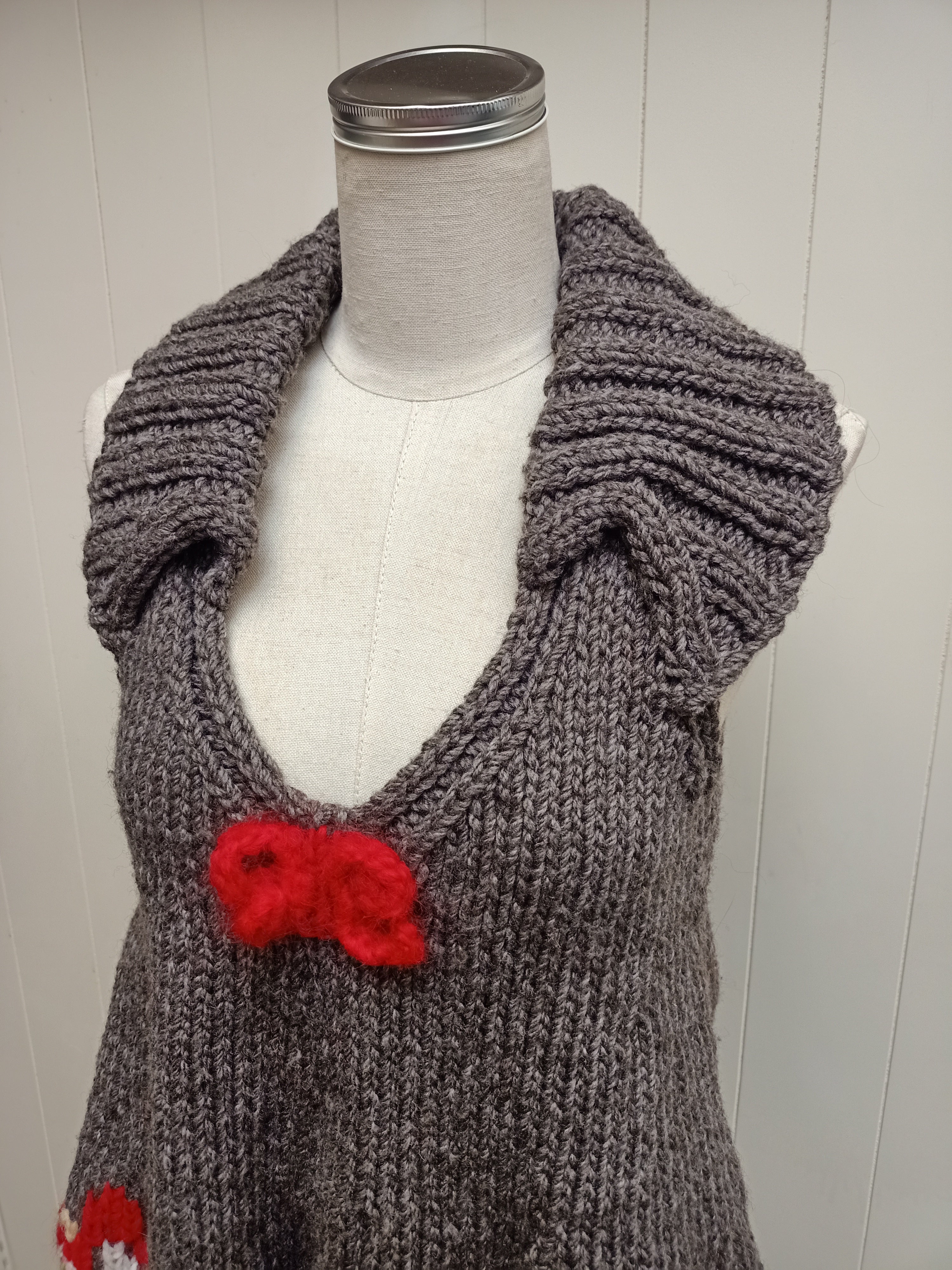 Vintage Mushroom Knit Sweater Vest