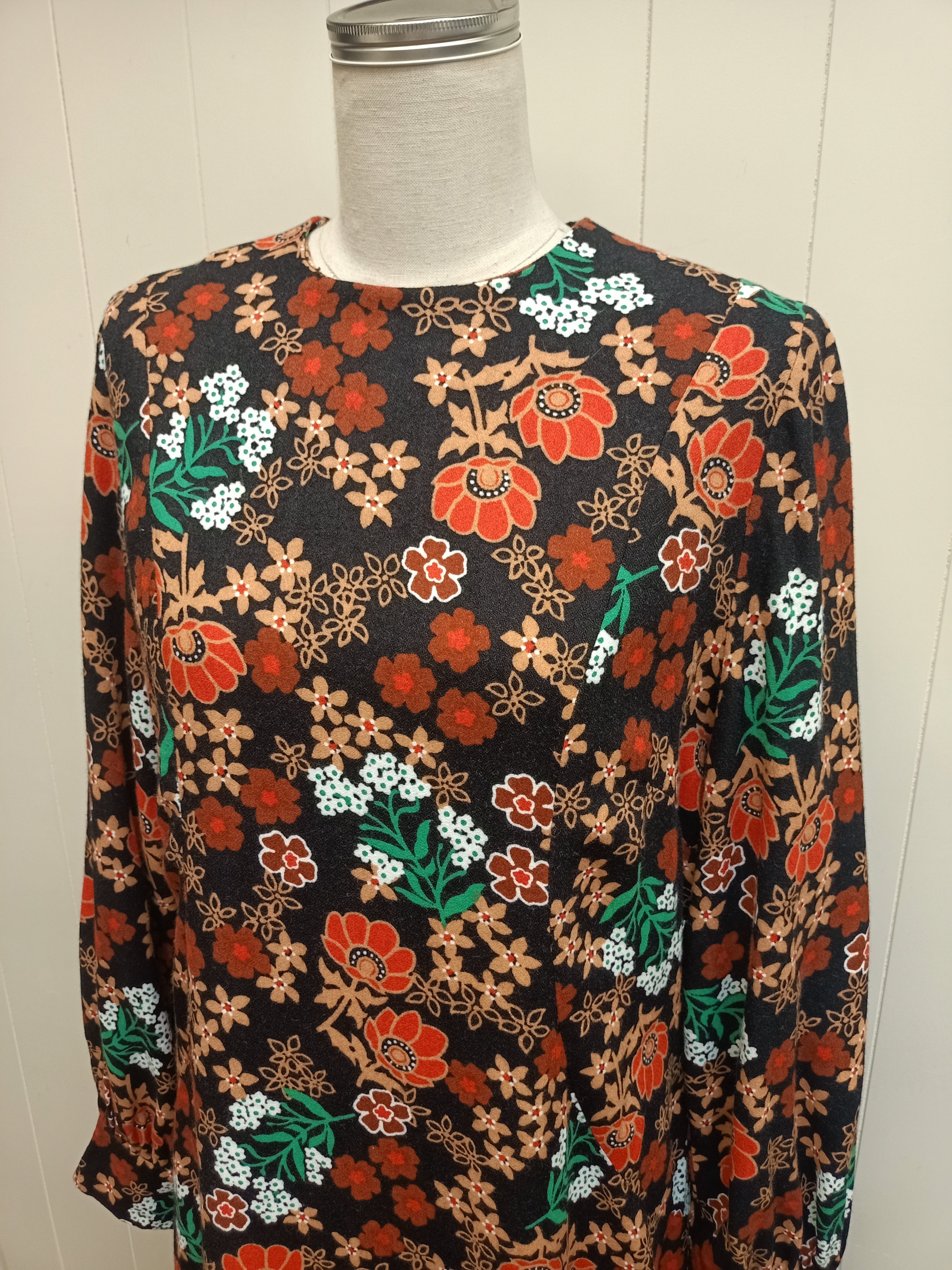 Vintage Crepe Floral Maxi Dress