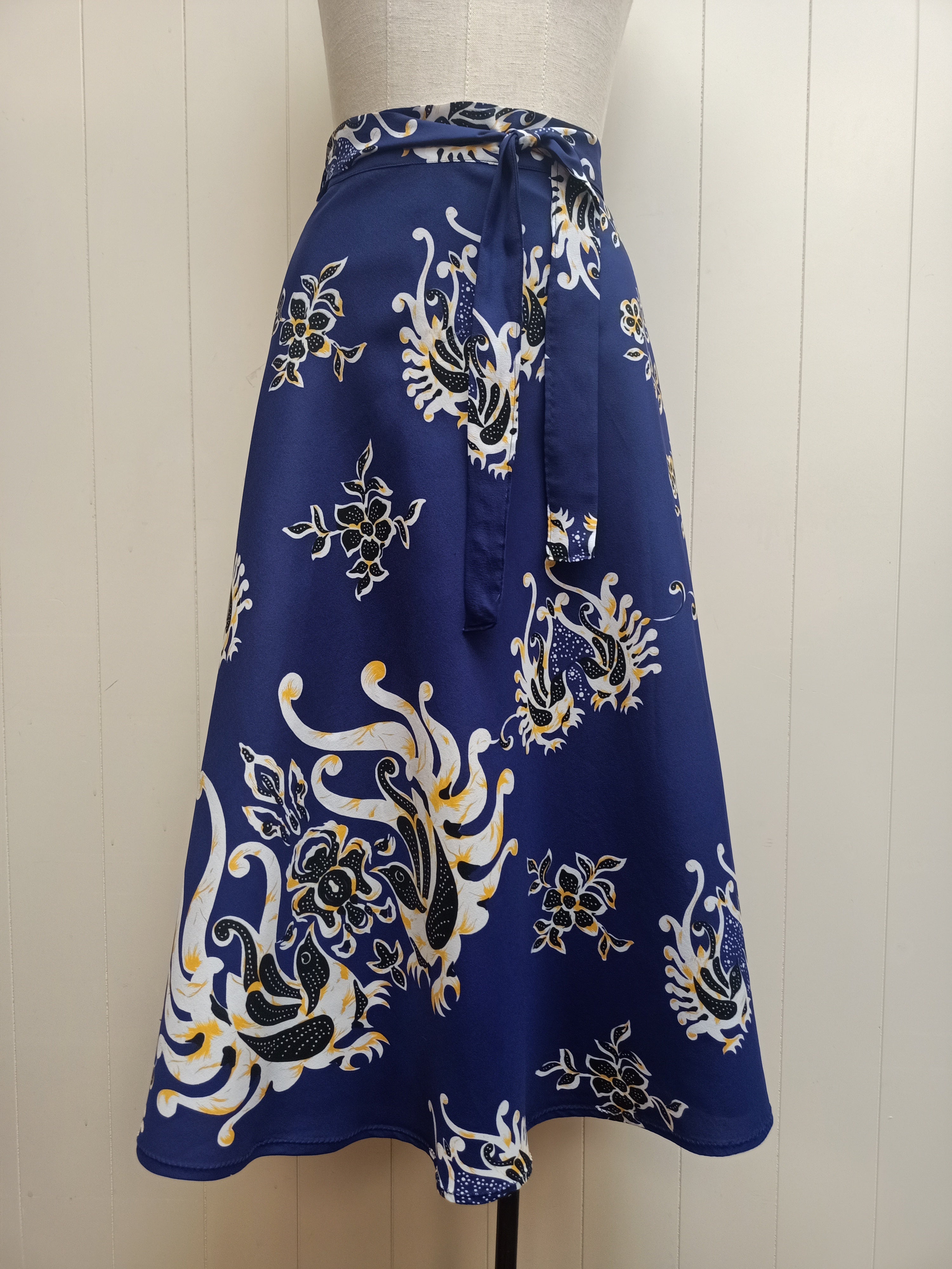 Vintage Bird & Floral Wrap Skirt