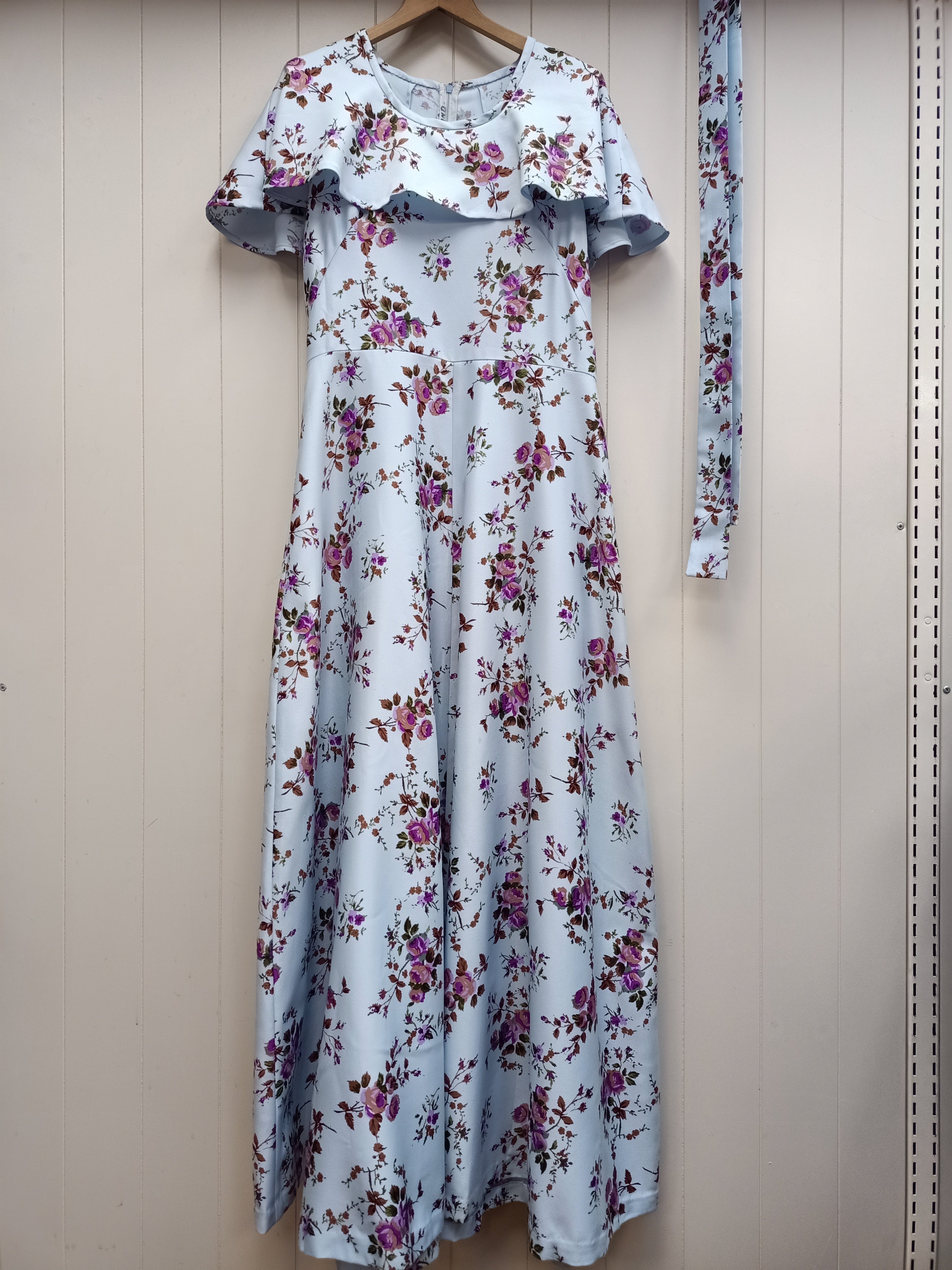 Vintage Blue & Purple Floral Maxi Dress