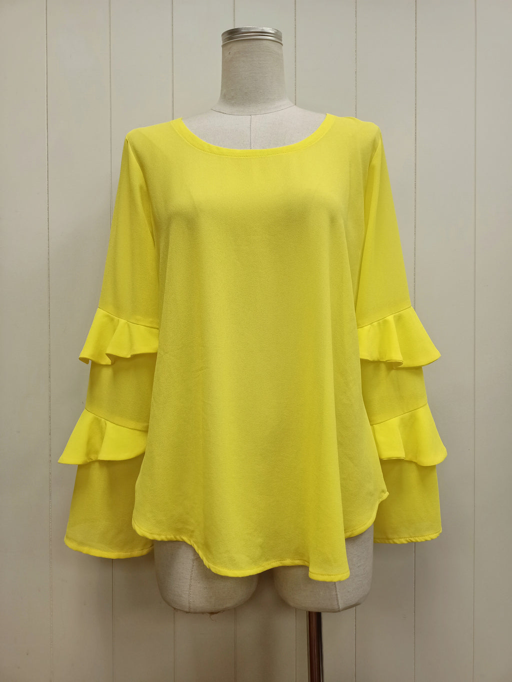 Jaclyn M Neon Yellow Ruffle Shirt