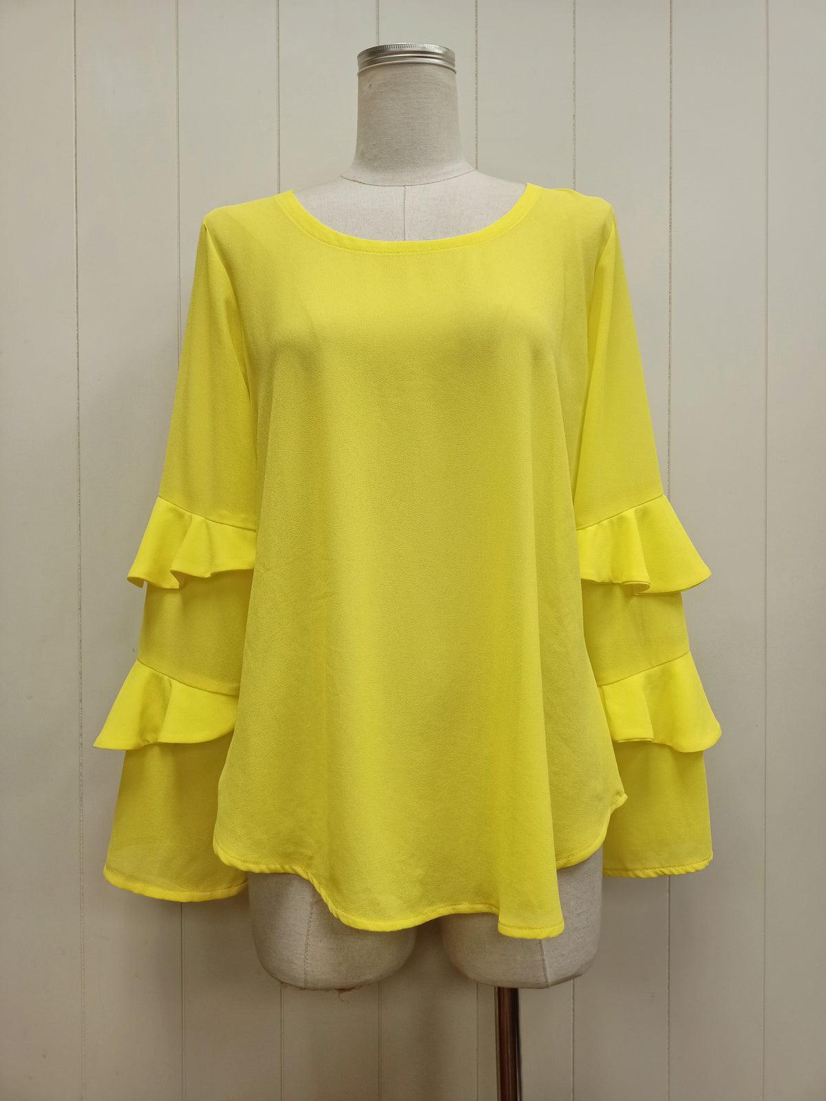 Jaclyn M Neon Yellow Ruffle Shirt
