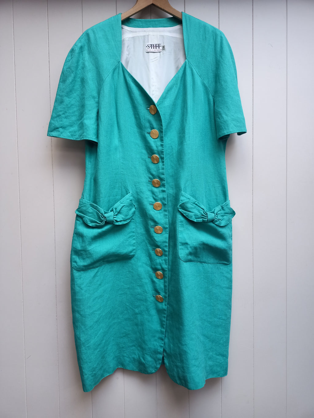 Vintage Stiff Turquoise and Gold Dress