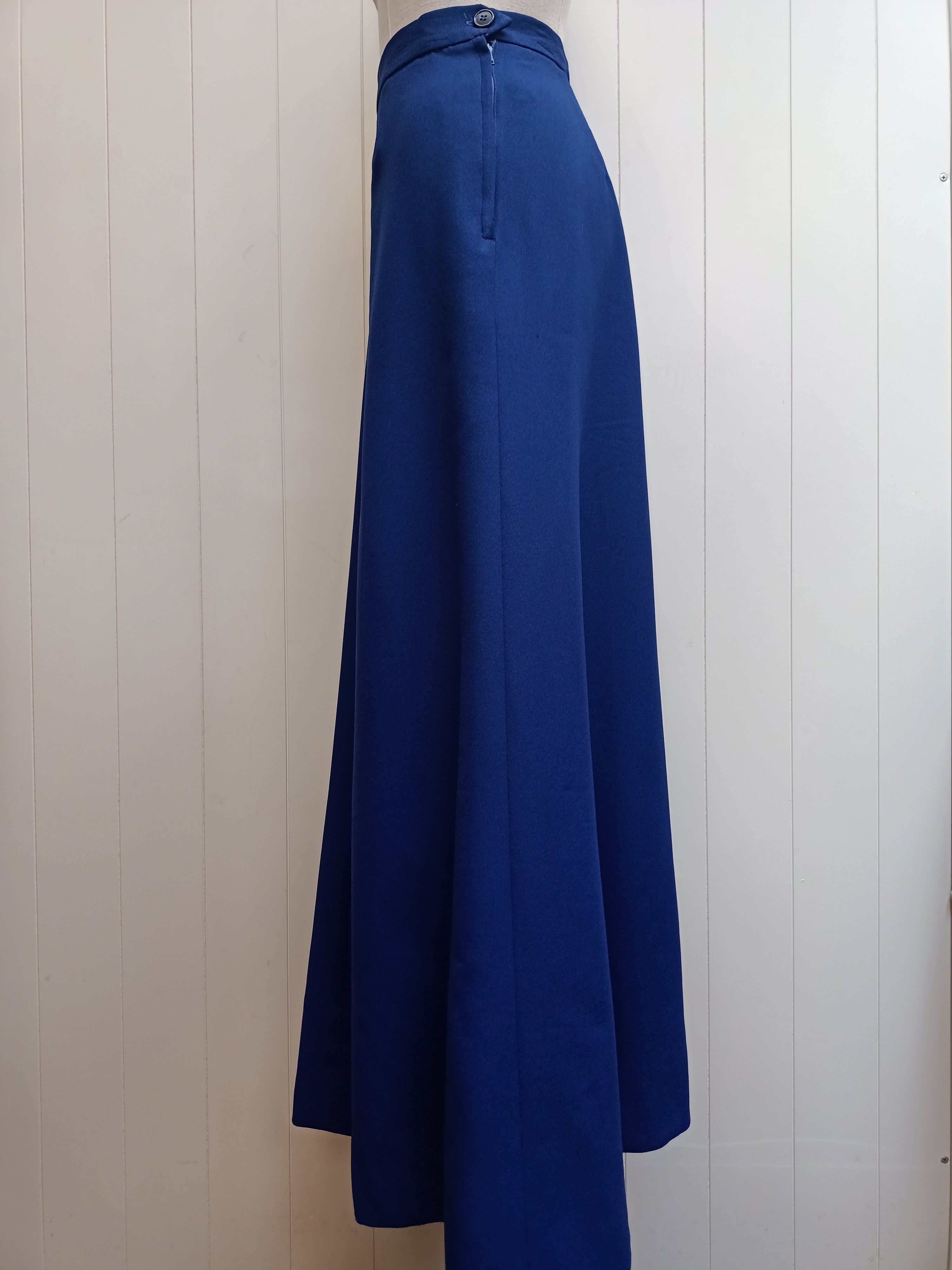 Vintage Navy Crepe Maxi Skirt