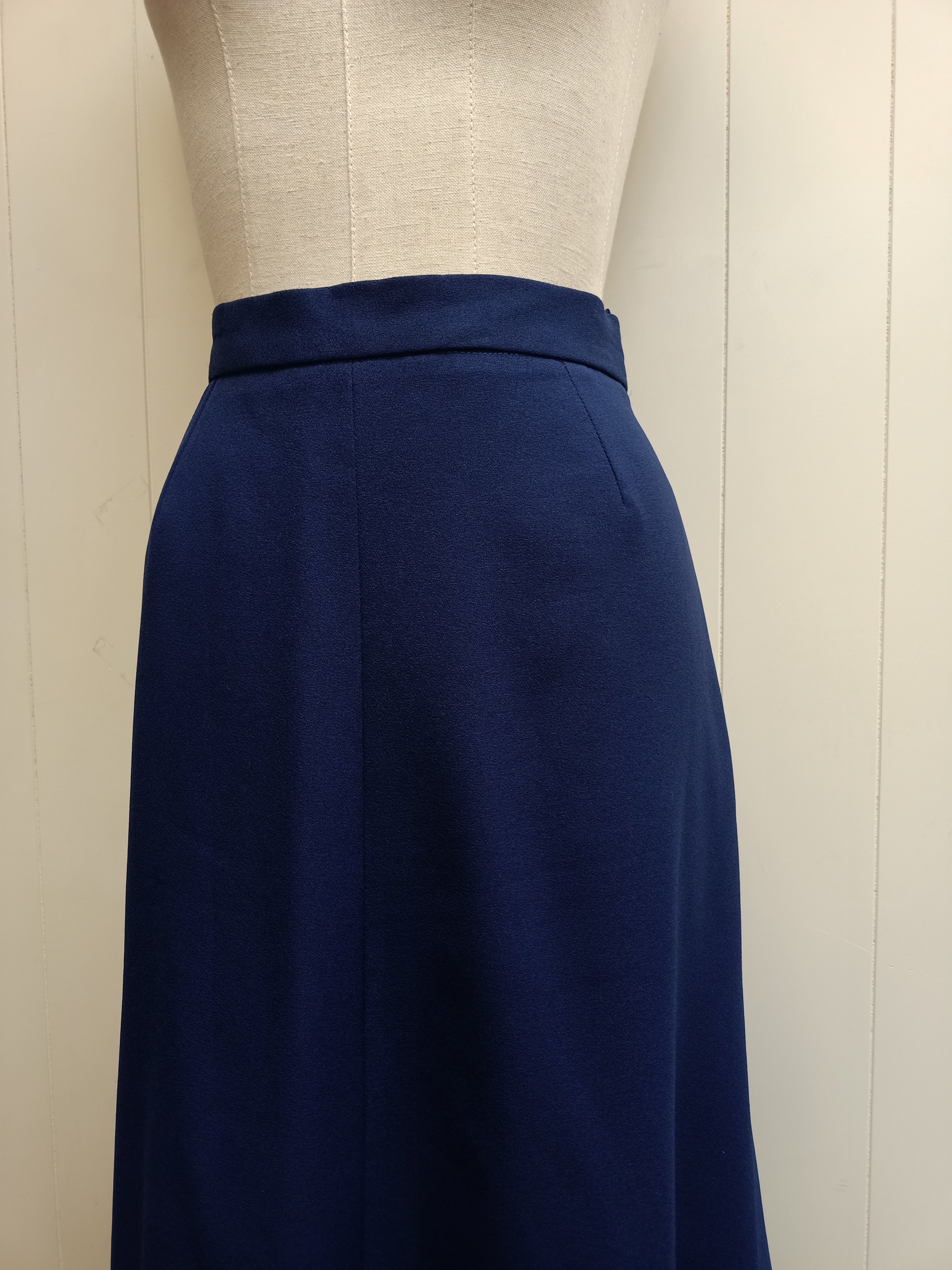 Vintage Navy Crepe Maxi Skirt