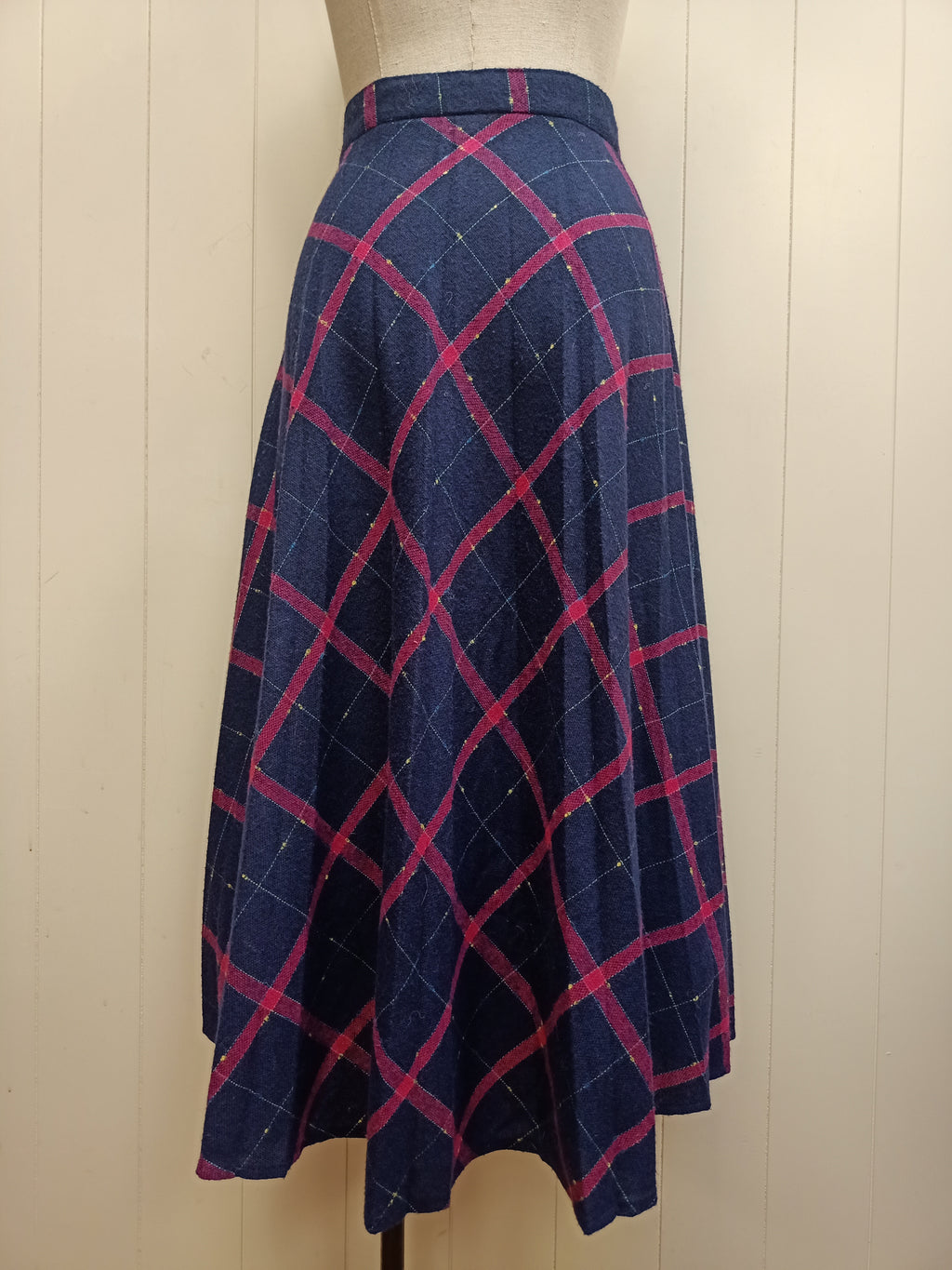 Vintage Equals Navy & Pink Plaid Skirt