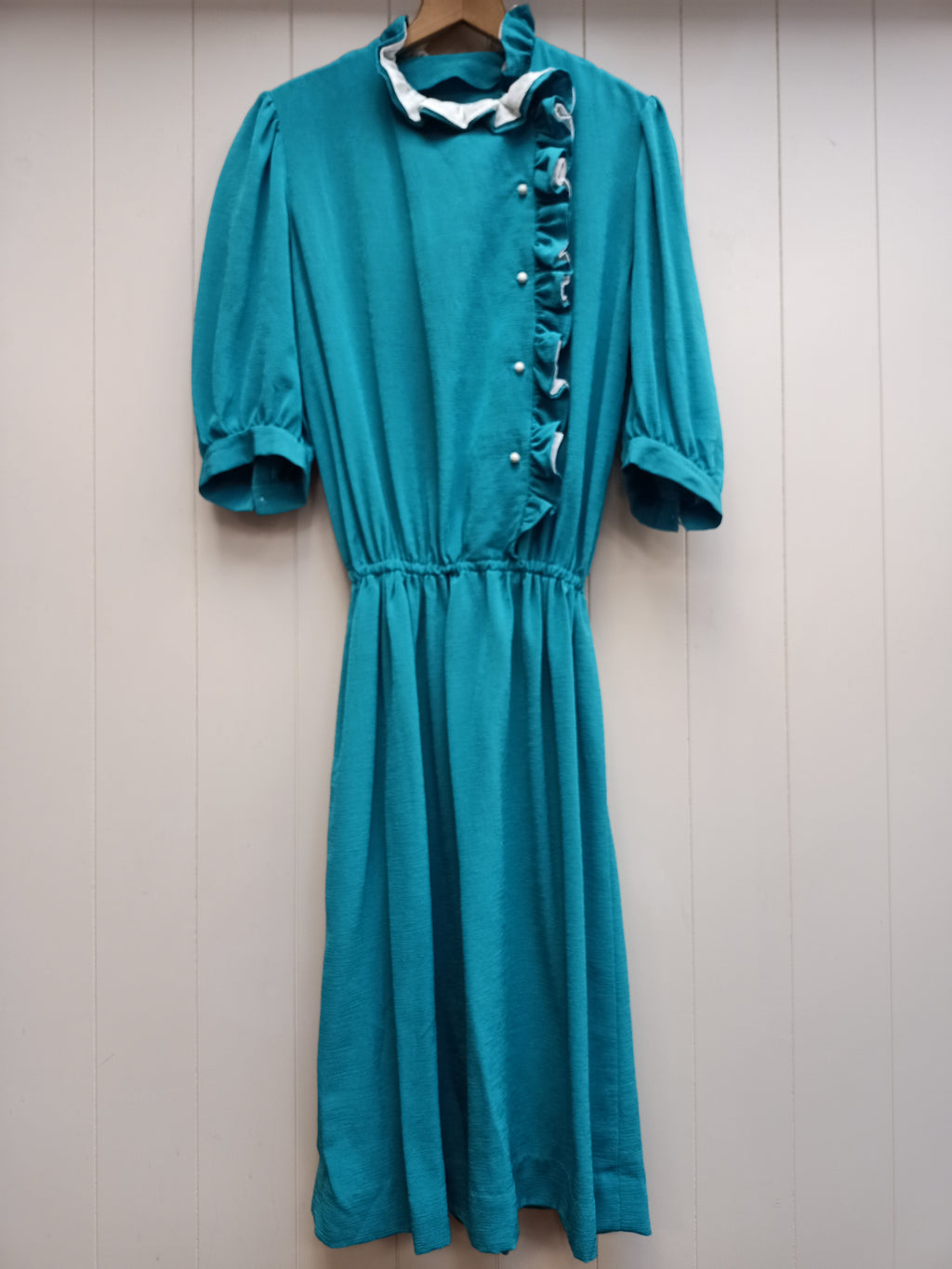 Vintage Turquoise Ruffle Dress