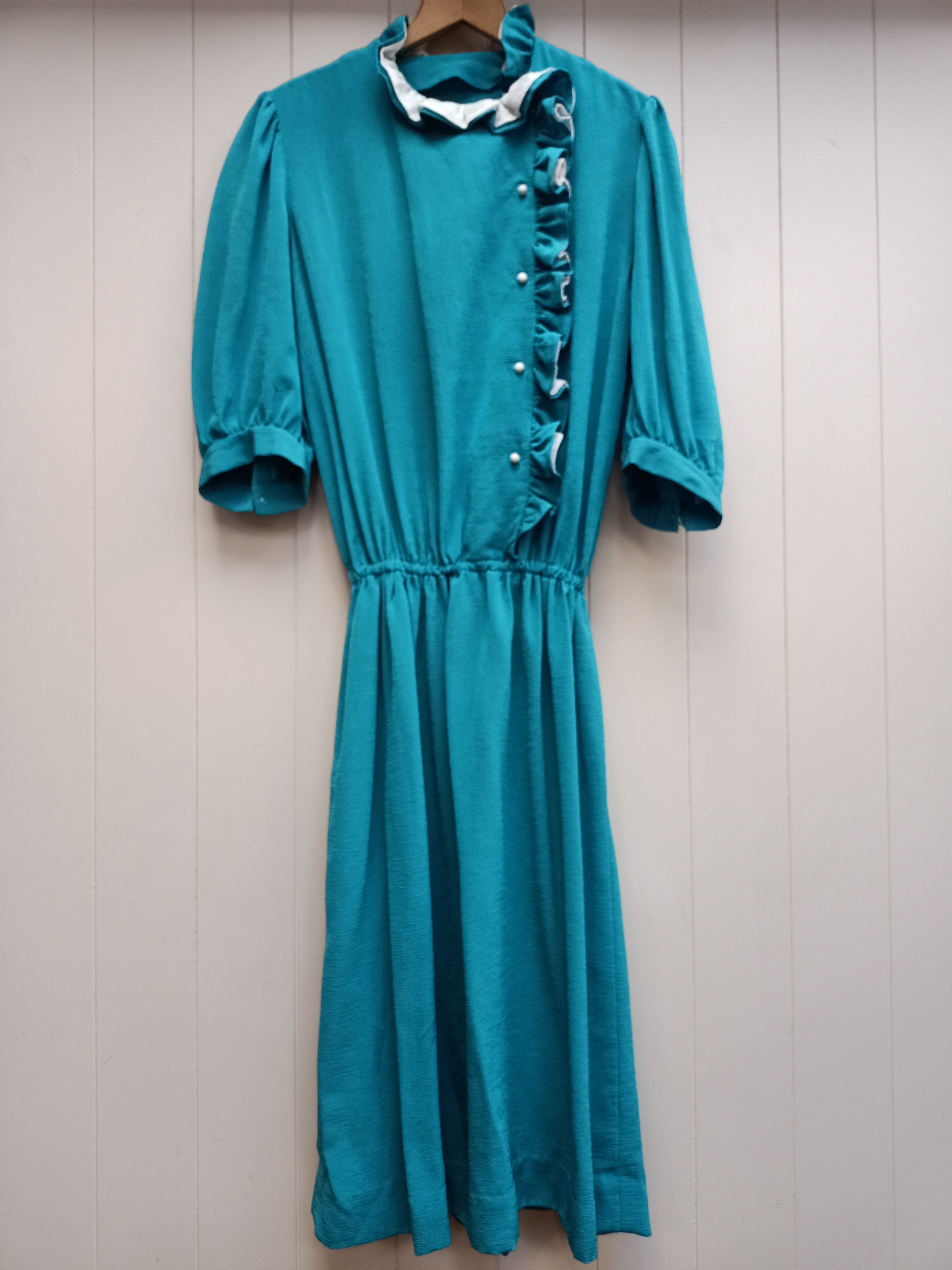 Vintage Turquoise Ruffle Dress
