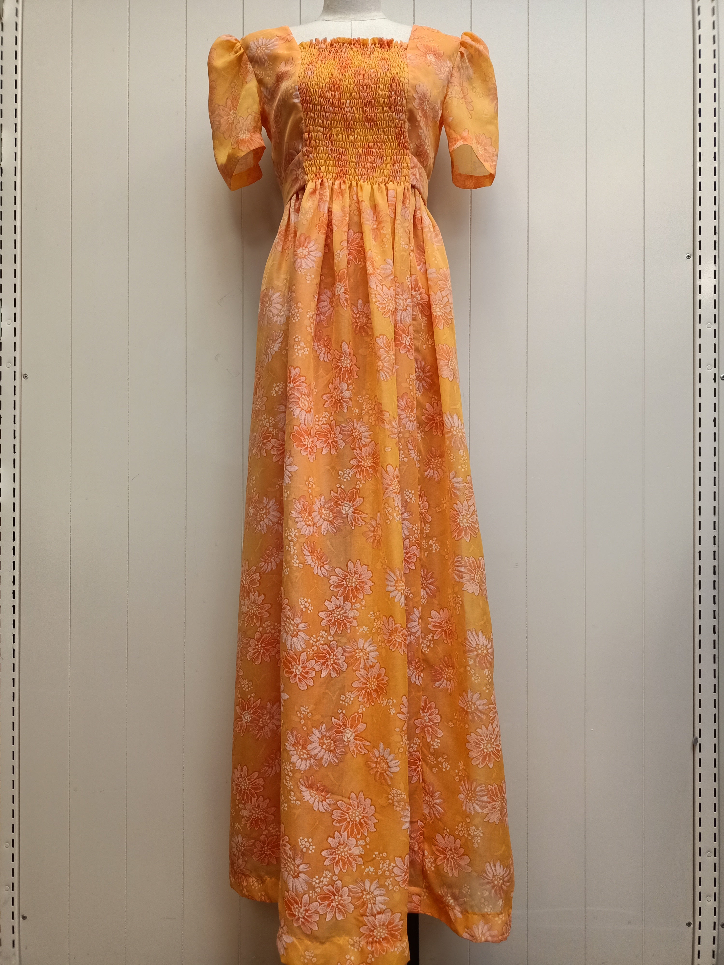 Vintage Orange Floral Maxi Dress